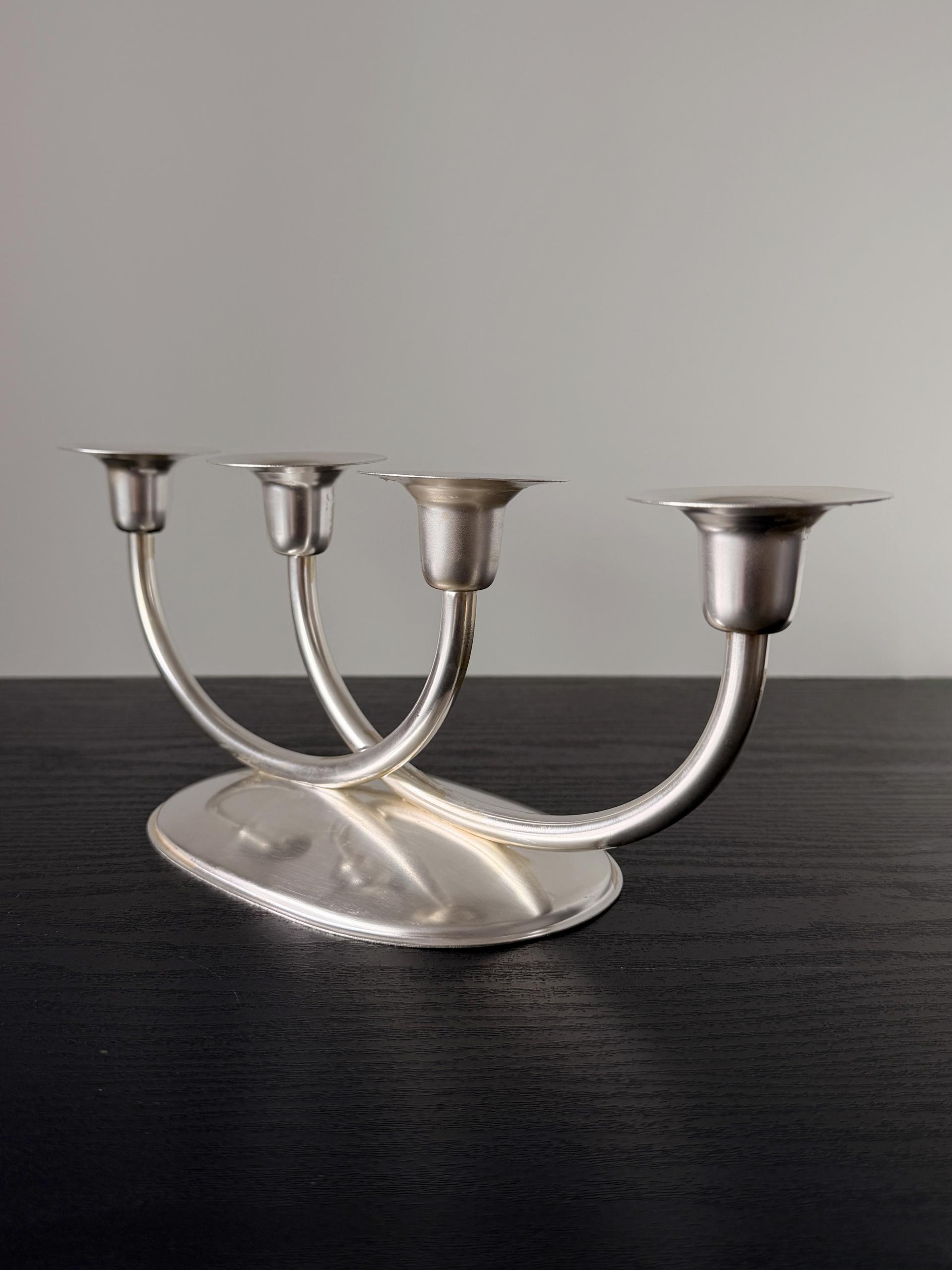 Vintage Silver Plated Twisted Candle Holders, Set of 3 복제