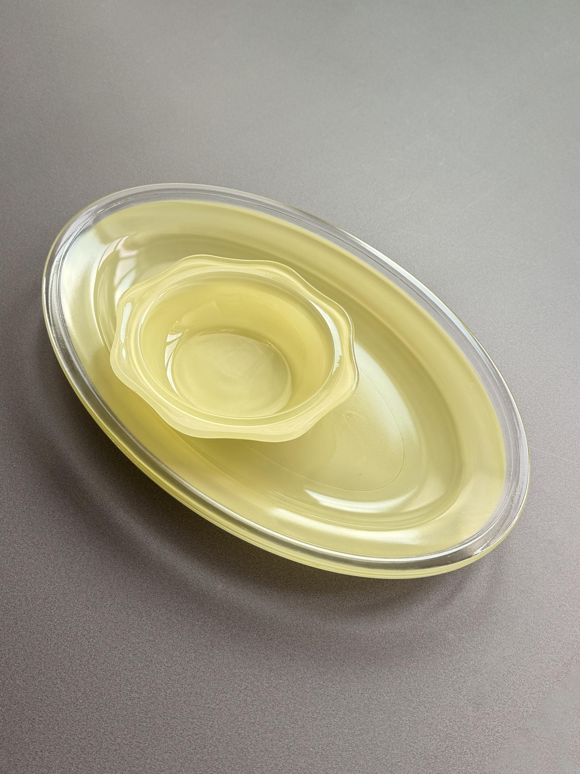 Vintage Phoenix Lemon Yellow Oval Platter