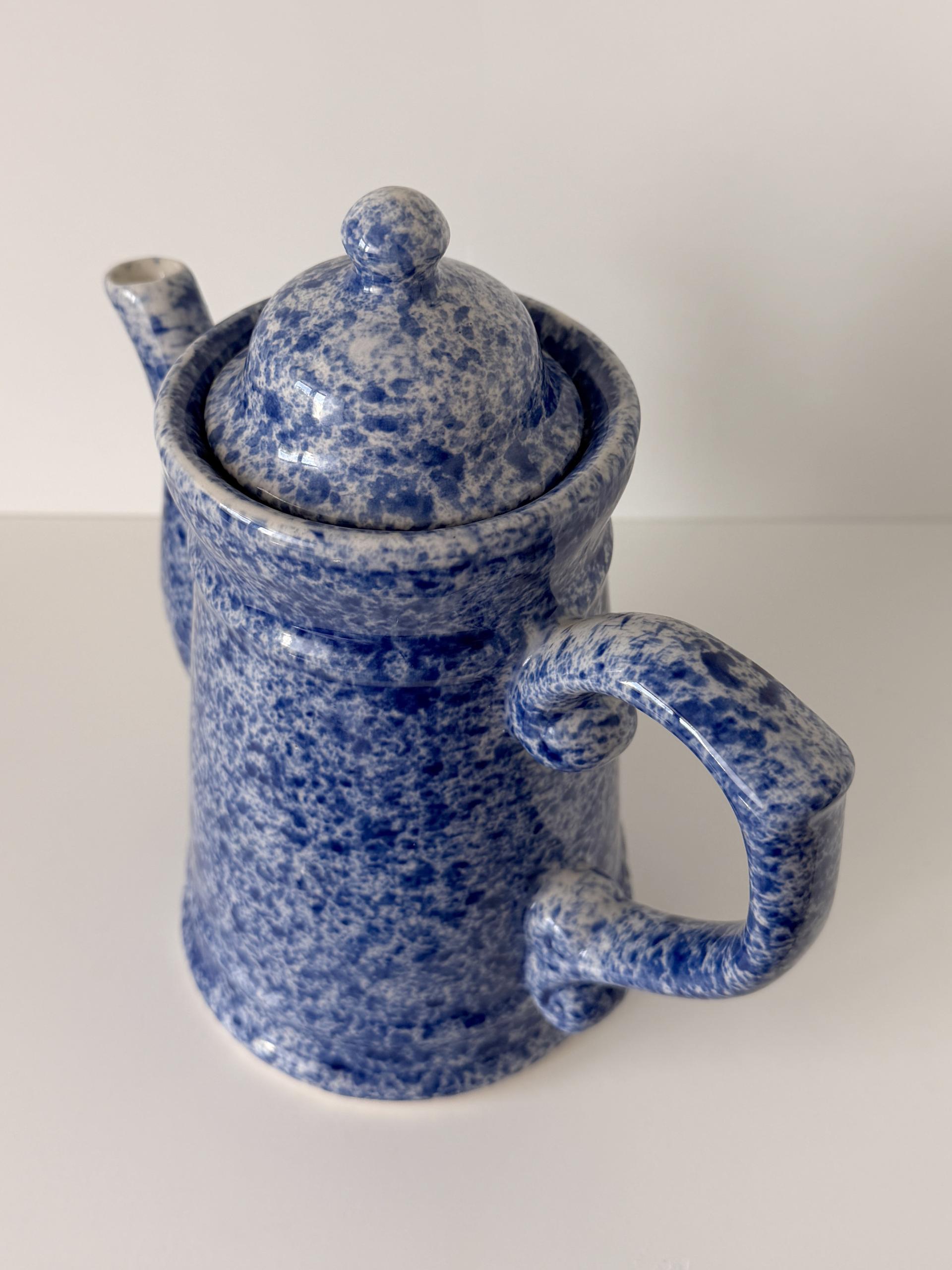 Vintage Wade Heath Splattered Blue Teapot