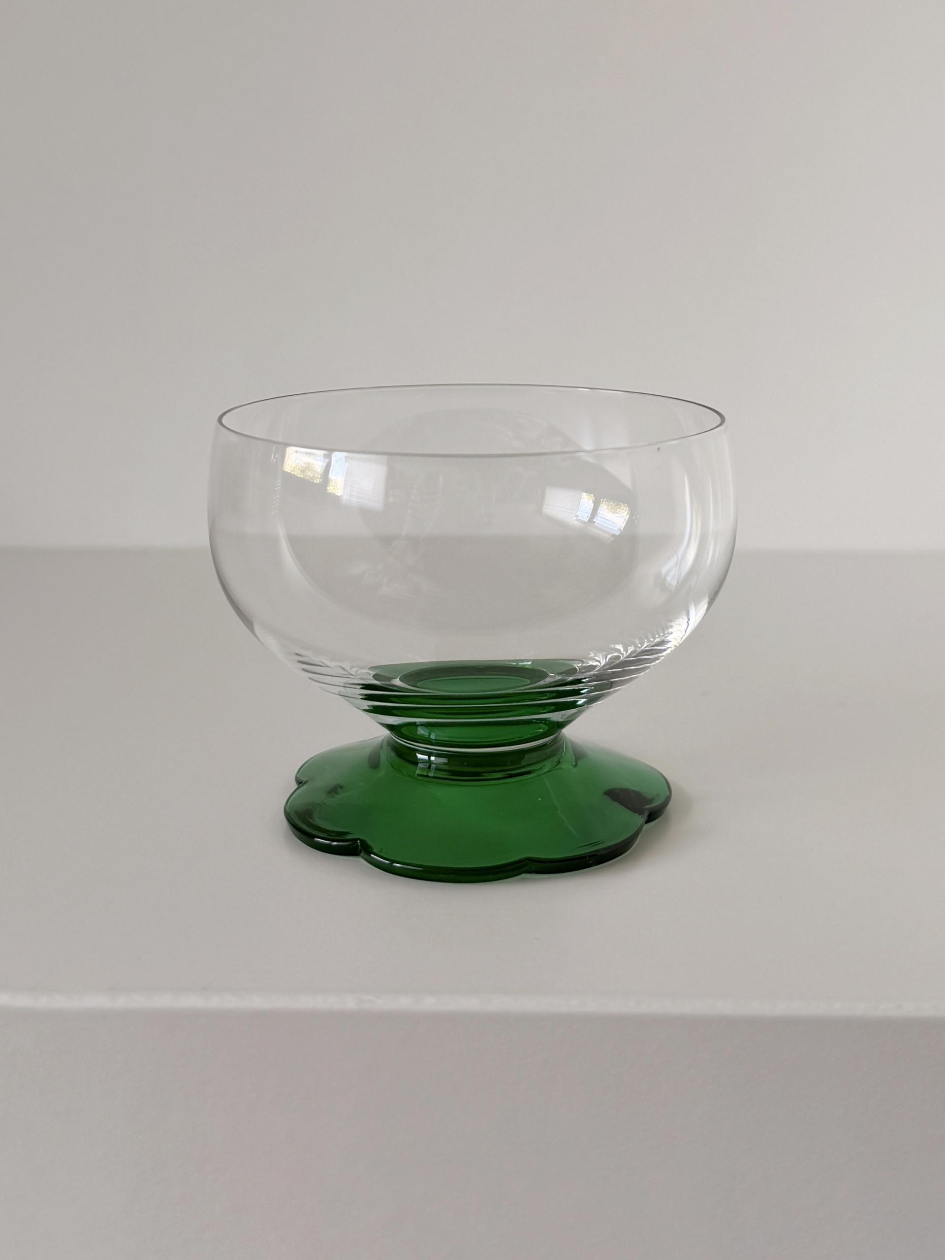 Vintage Sherbet Glass with Green Lily Pad