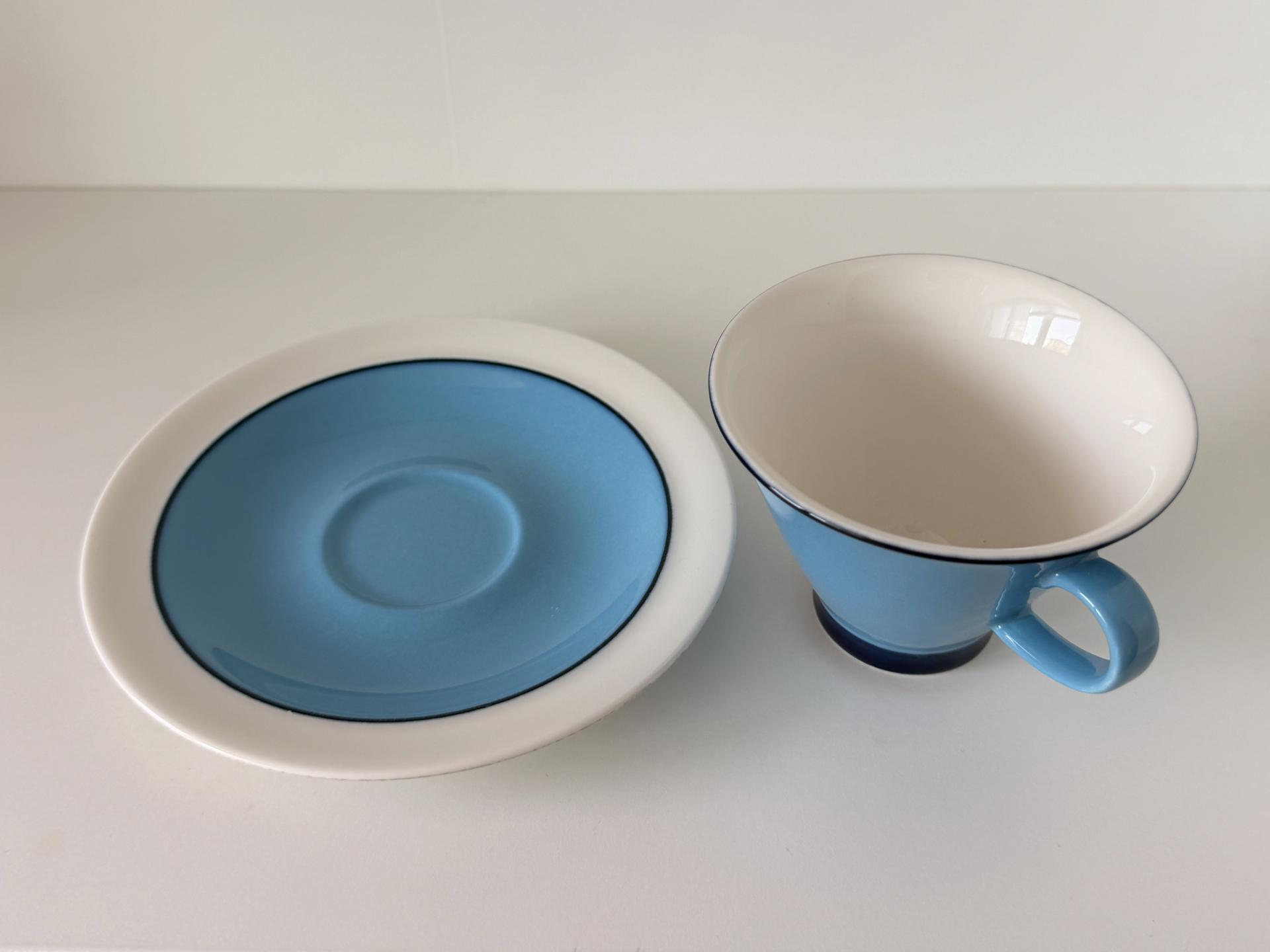 Vintage Arabia Finland Blue Harlekin Cup and Saucer