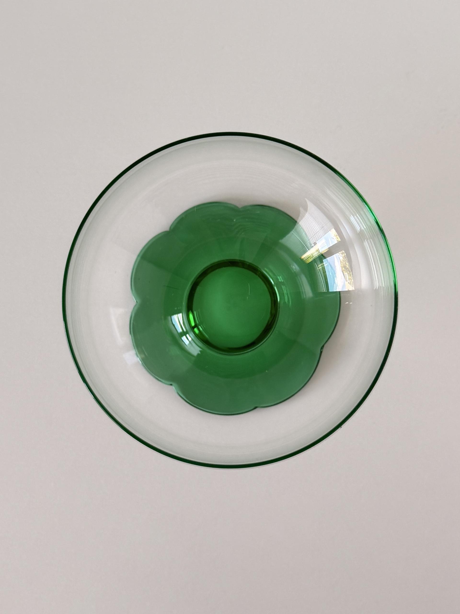 Vintage Sherbet Glass with Green Lily Pad