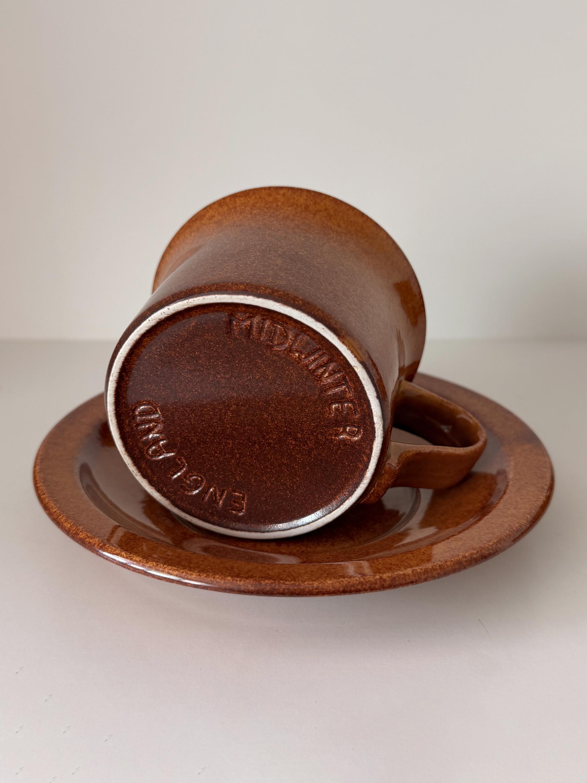 Vintage Midwinter Speckled Brown Cup and Suacer