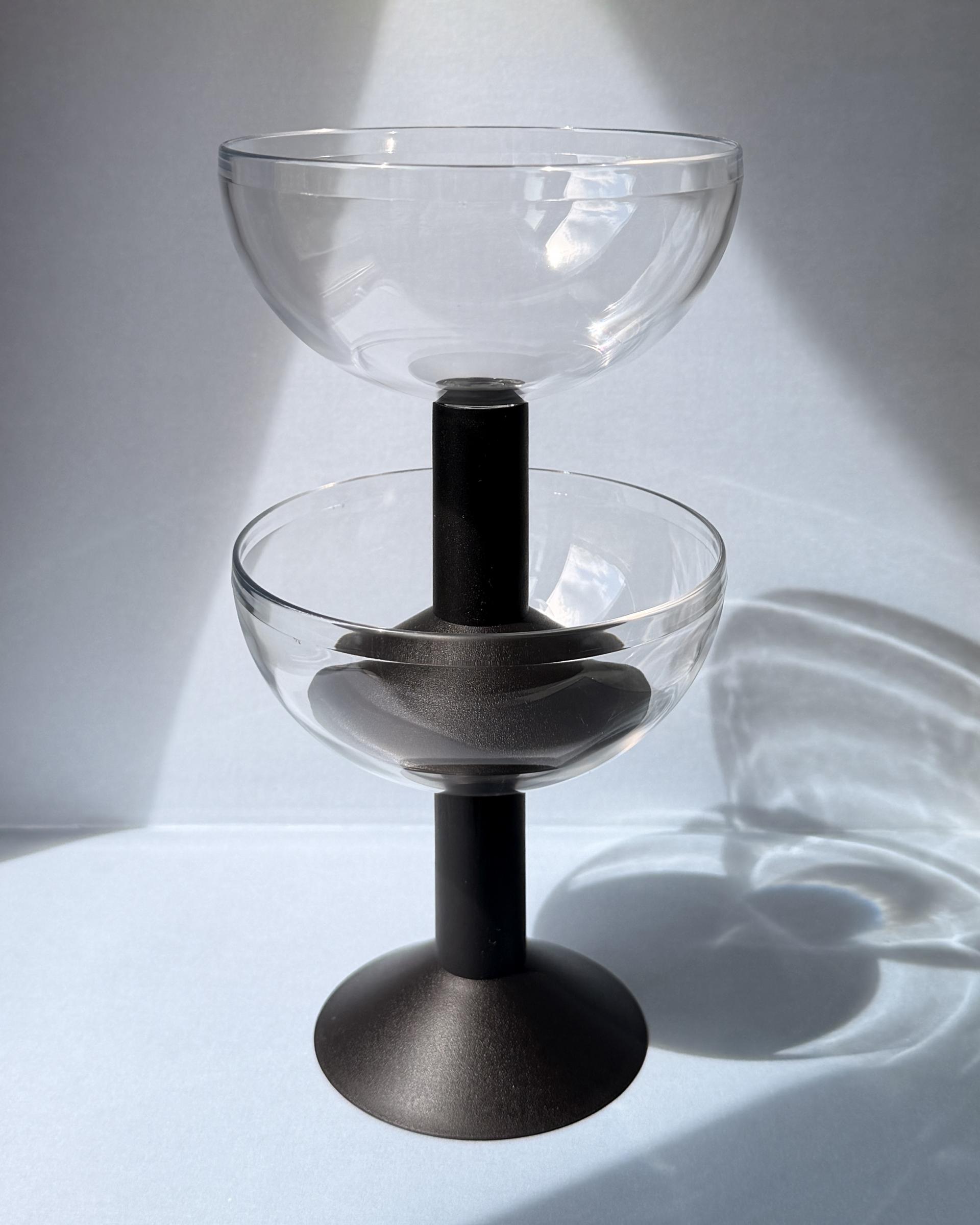 Vintage Bodum Oktett Plastic Dessert Glass with Black Stem