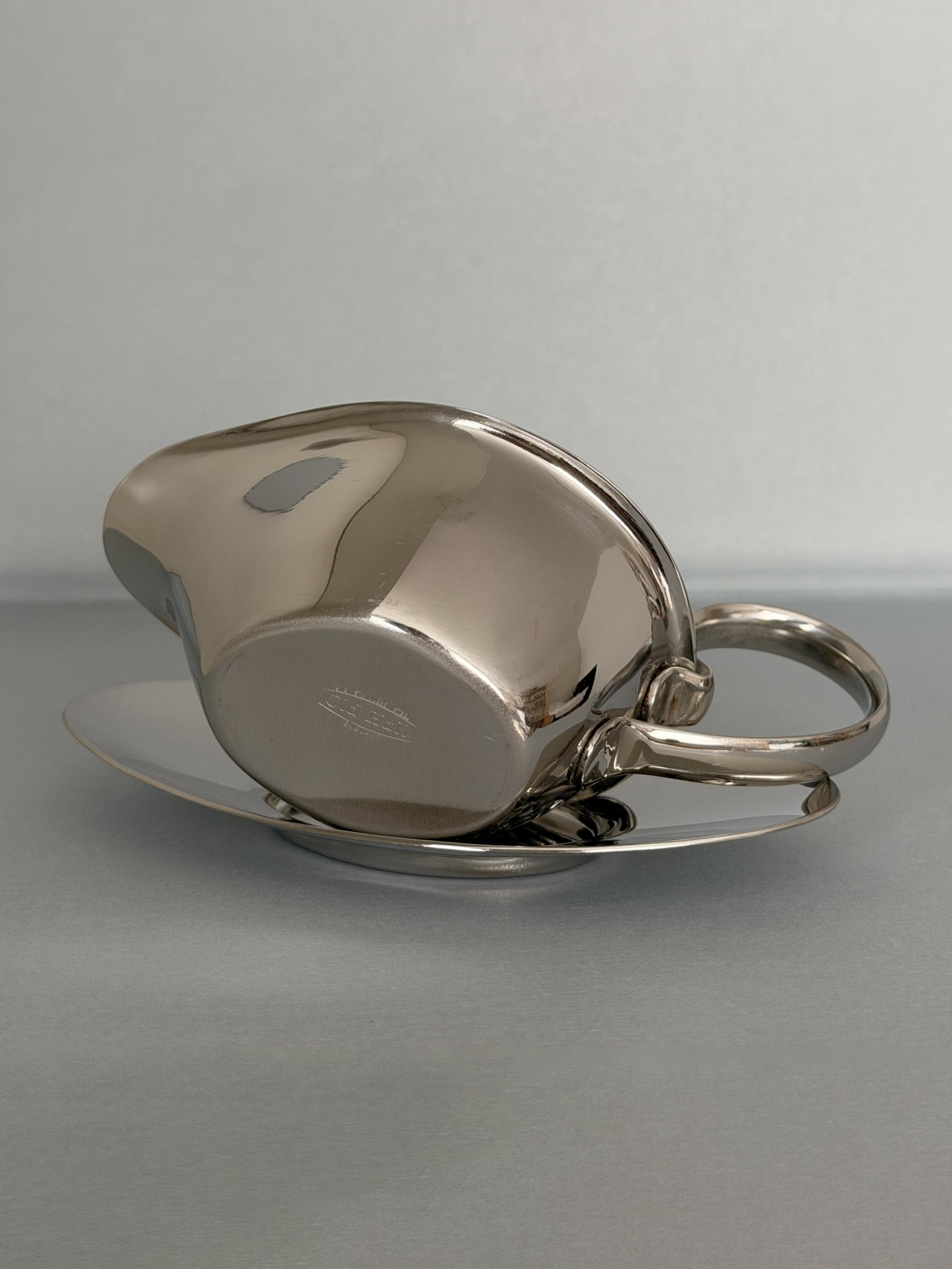 Vintage Old Hall Stainless Steel Sauce Boat and Saucer