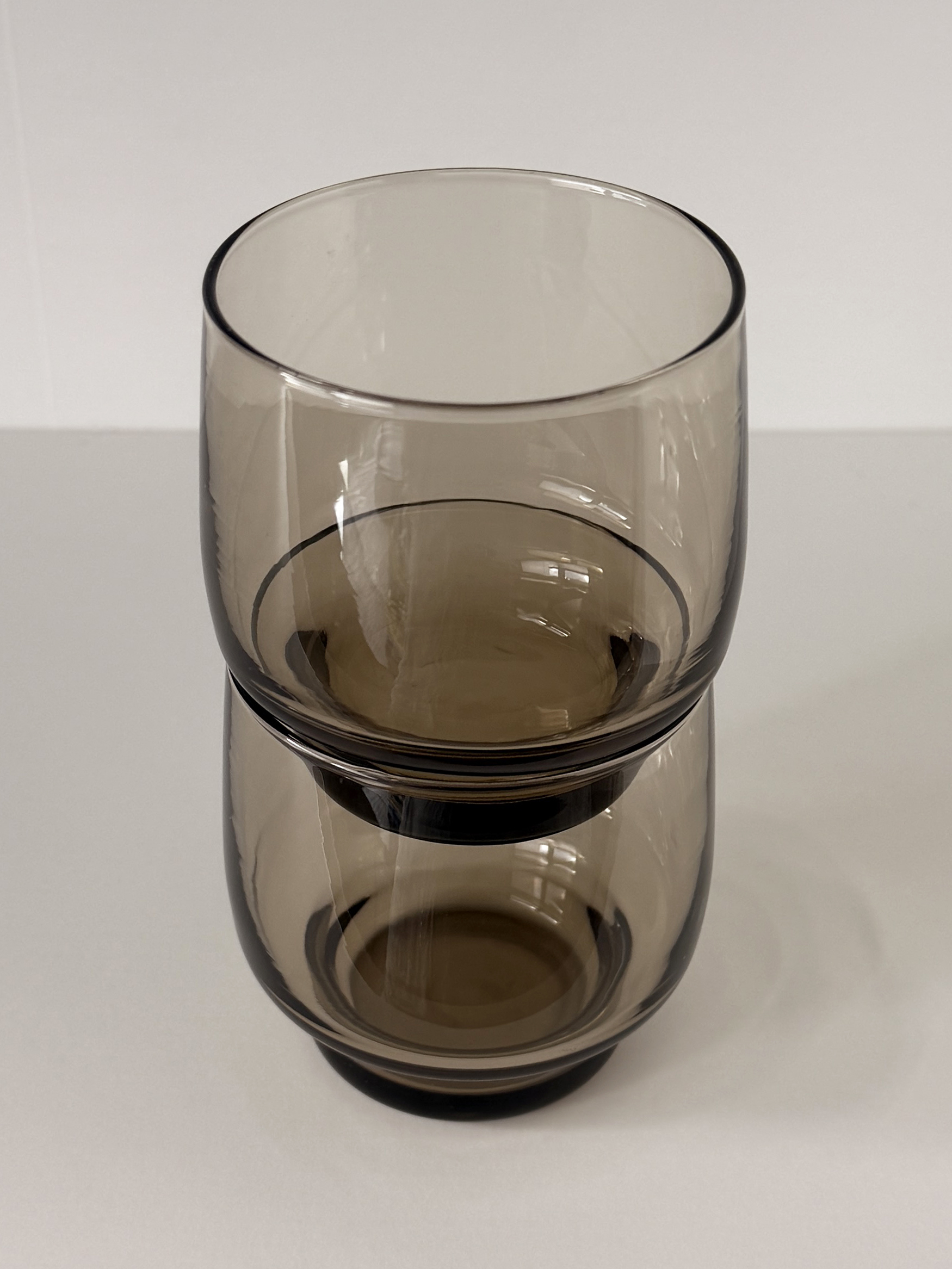 Vintage Luminarc Tivoli Smoky Brown Glass Tumblers, Set of 2