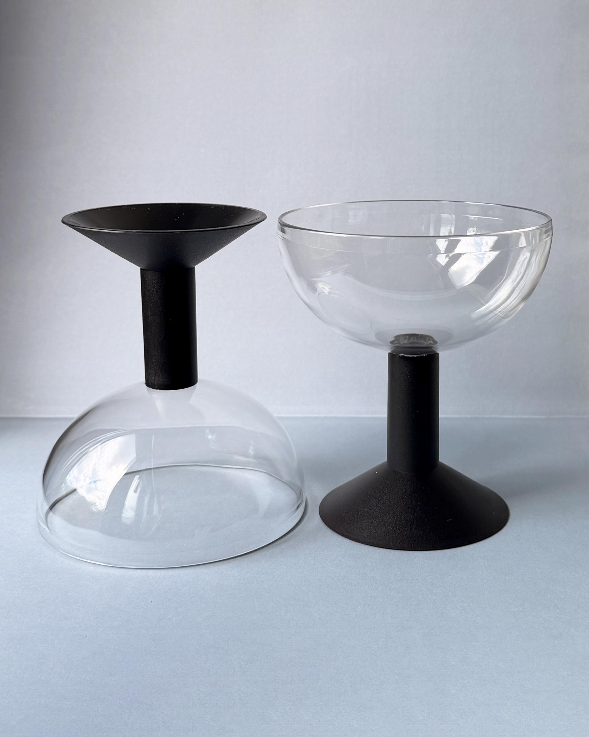 Vintage Bodum Oktett Plastic Dessert Glass with Black Stem