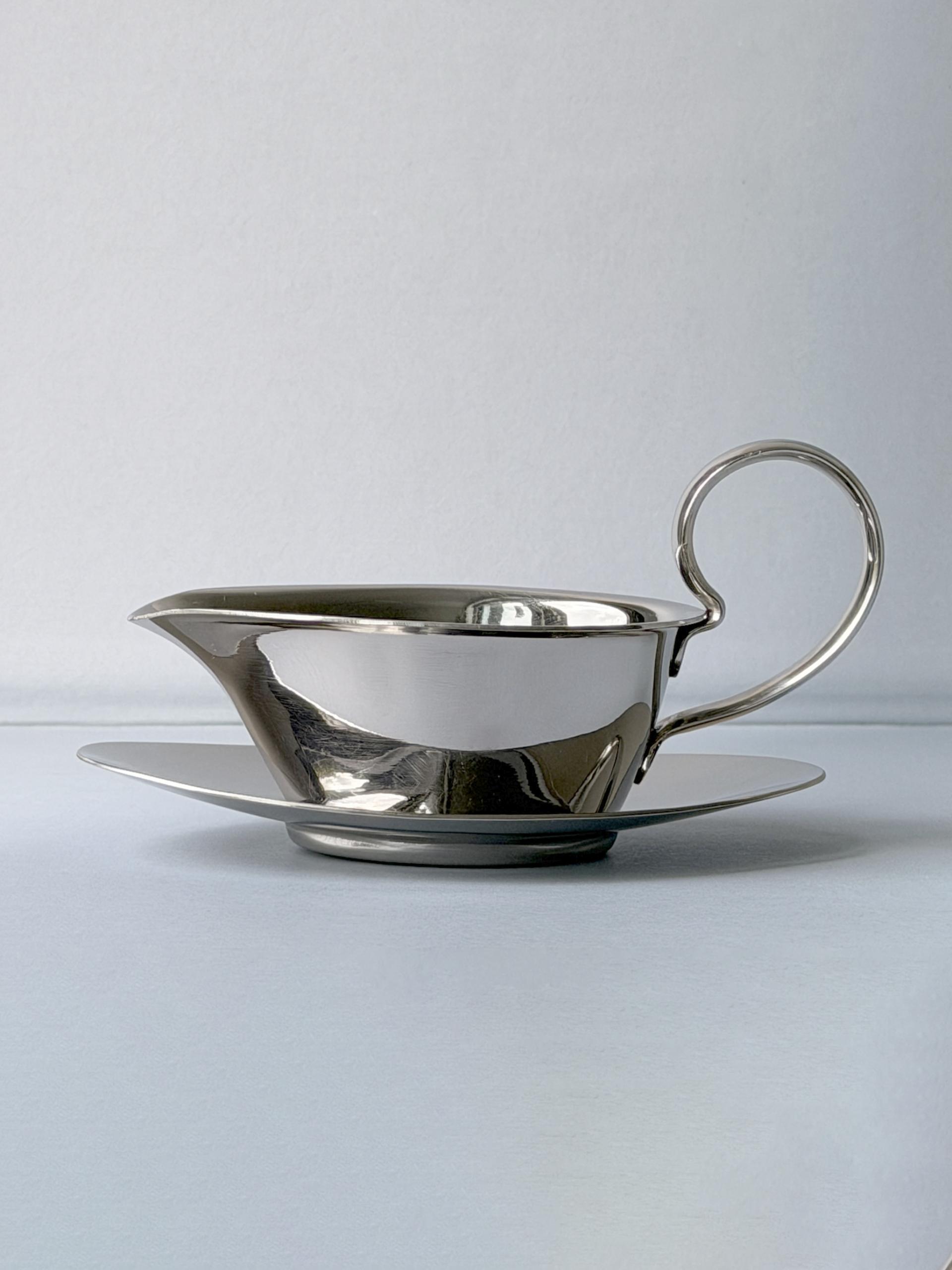 Vintage Old Hall Stainless Steel Sauce Boat and Saucer