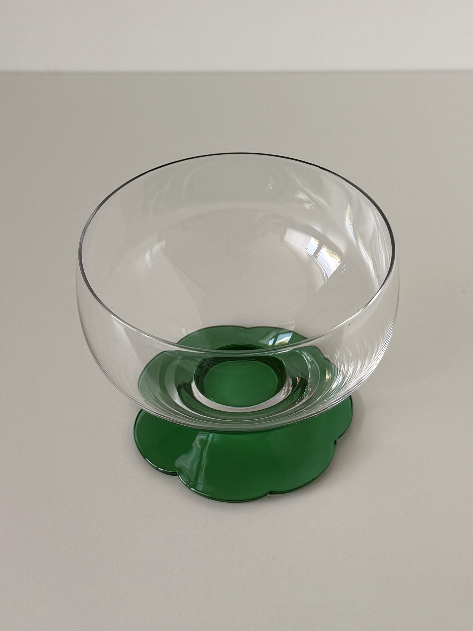 Vintage Sherbet Glass with Green Lily Pad