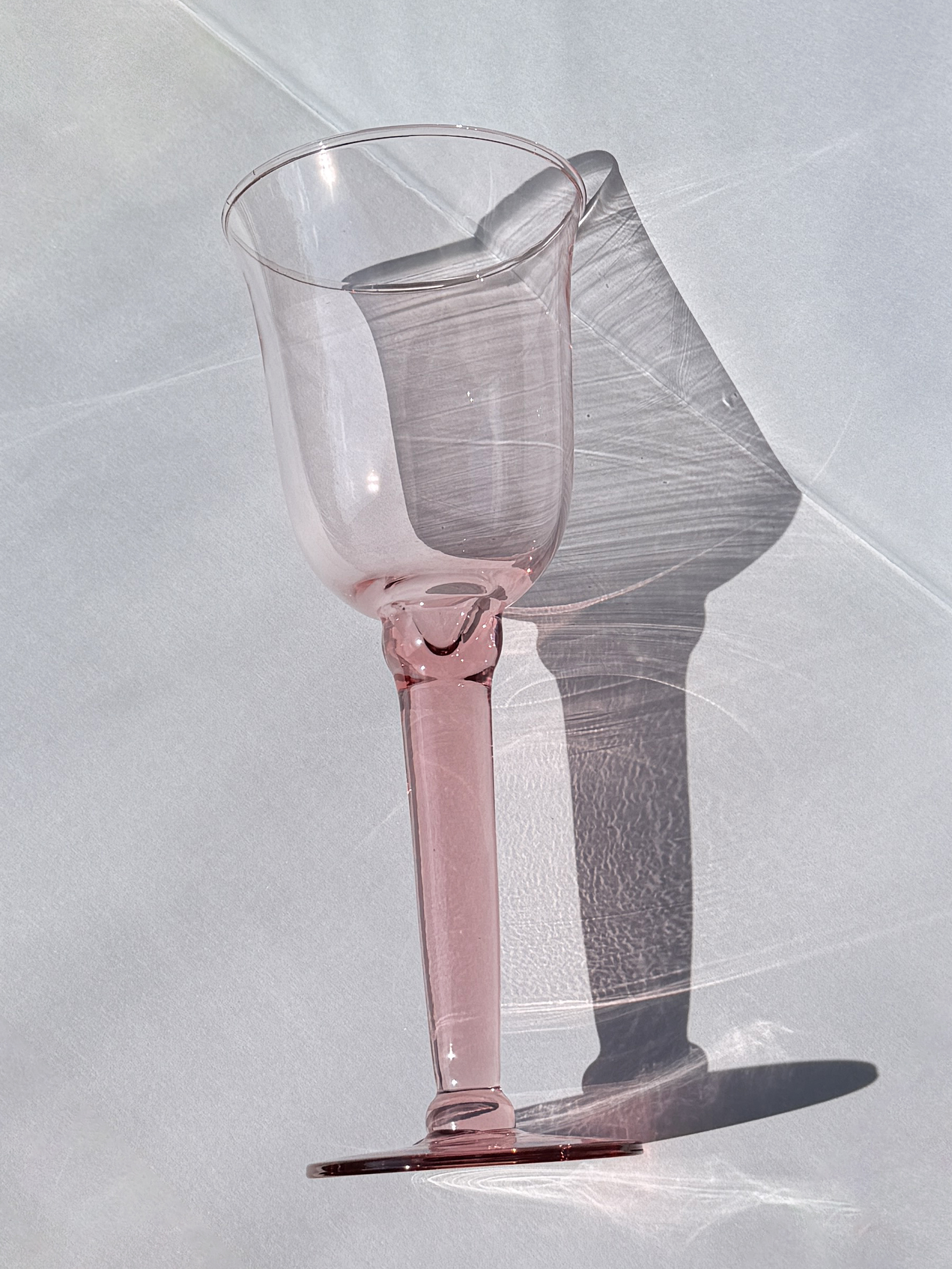 Vintage Handblown Light Pink Wine Glass