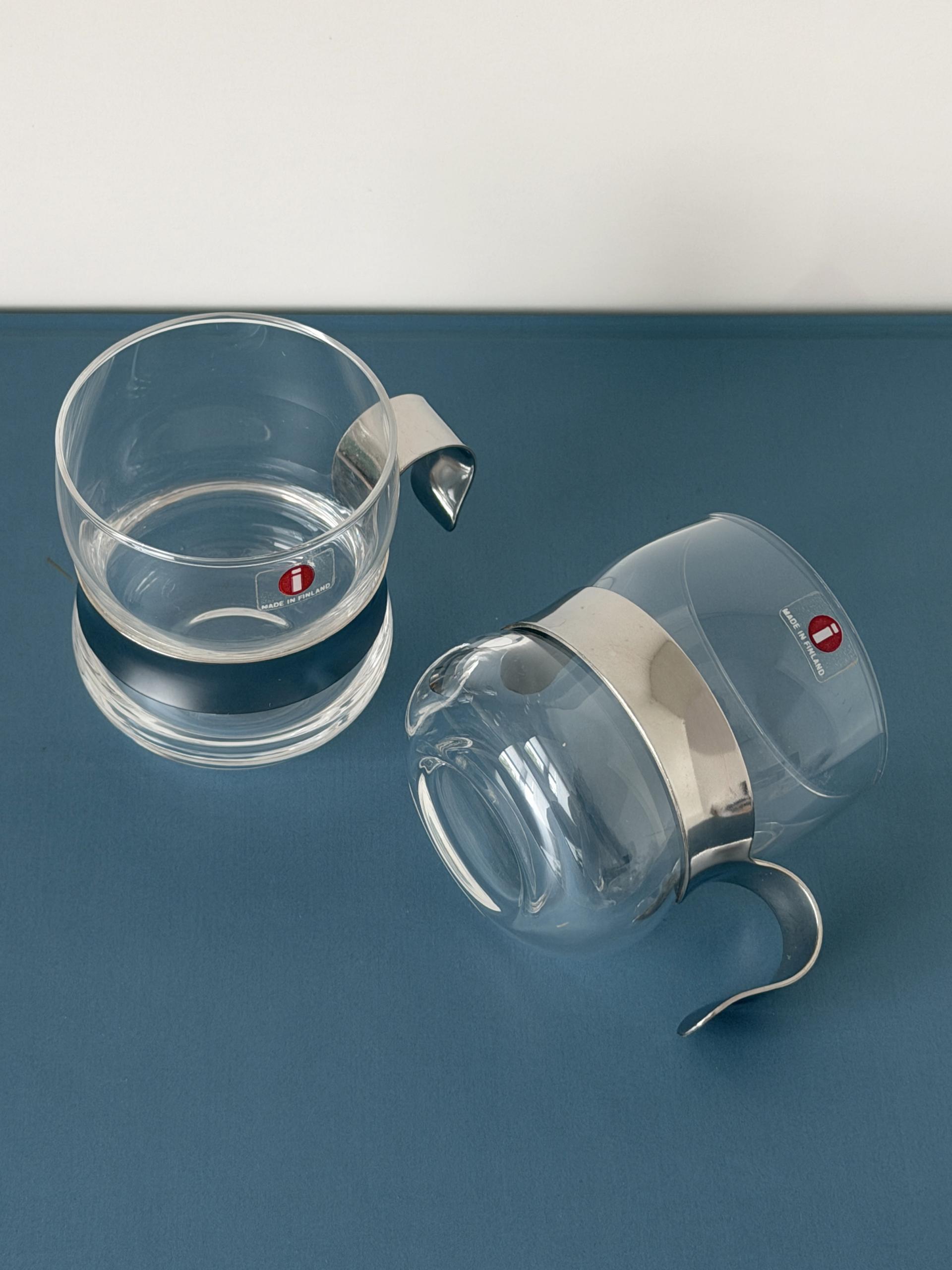Vintage Iittala Paula Glass with Metal Holder (380ml)