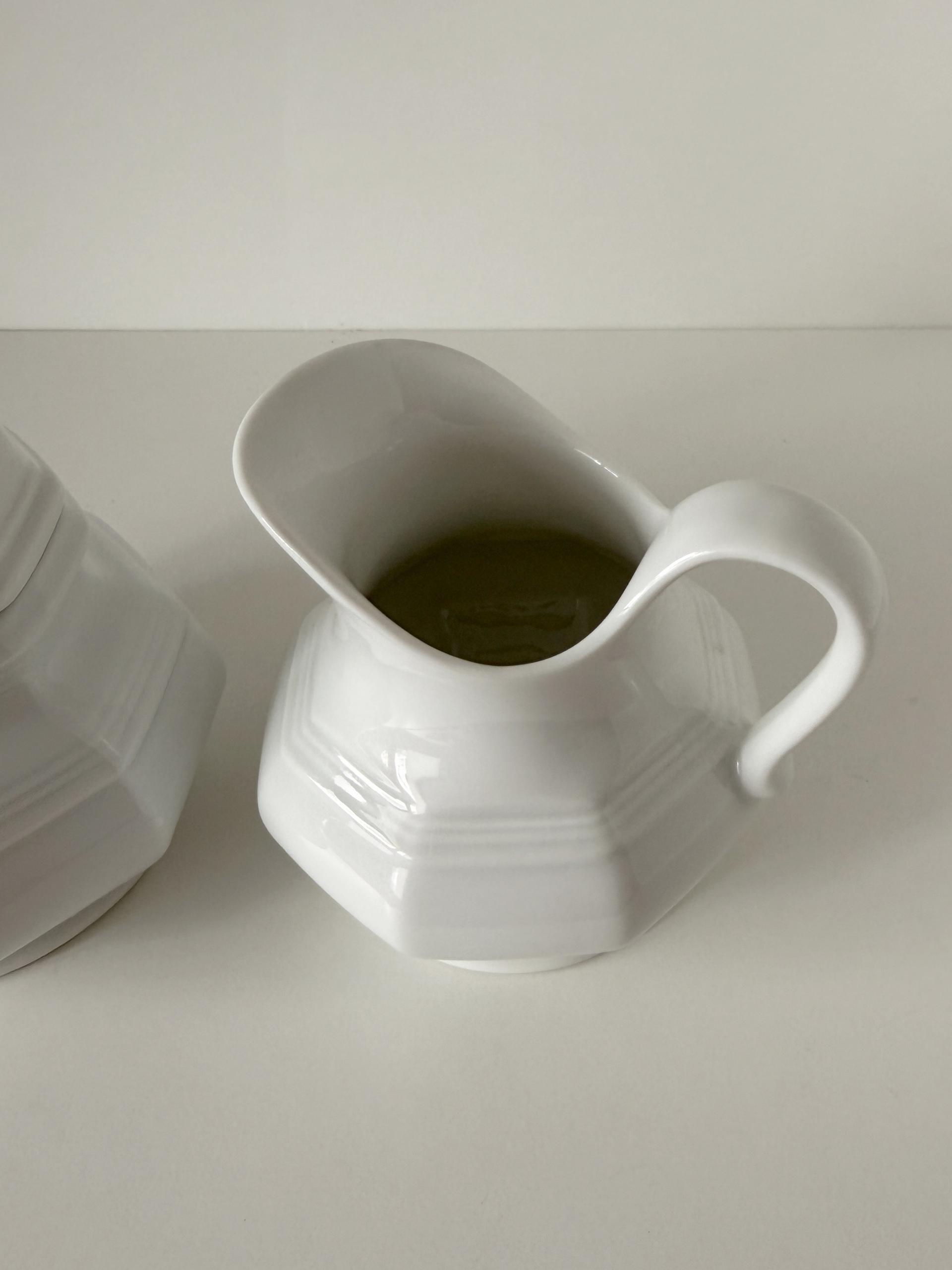 Vintage Gallo Octagonal White Sugar Bowl and Creamer SET
