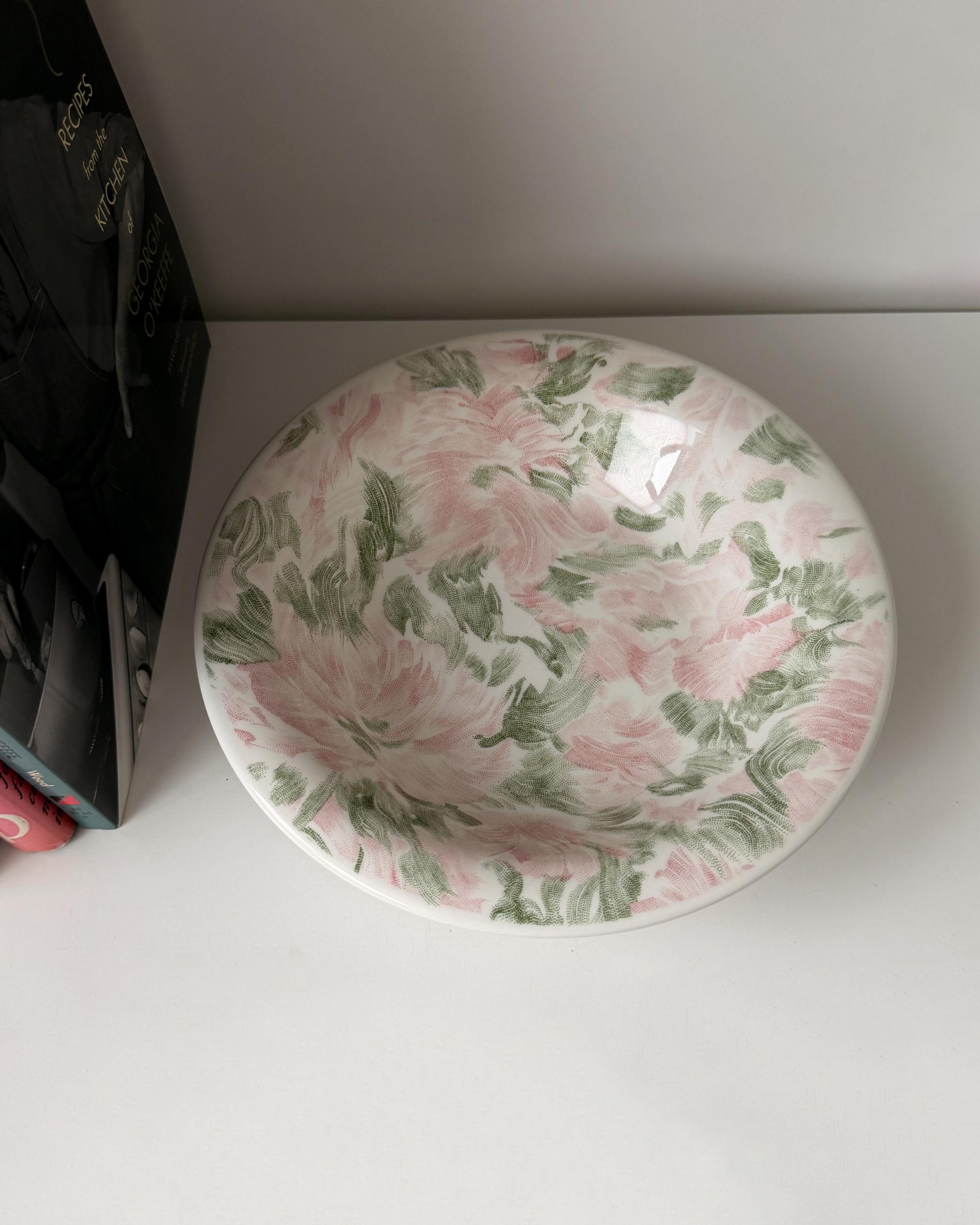 Vintage Italian Halftone Bloom Pasta Bowl