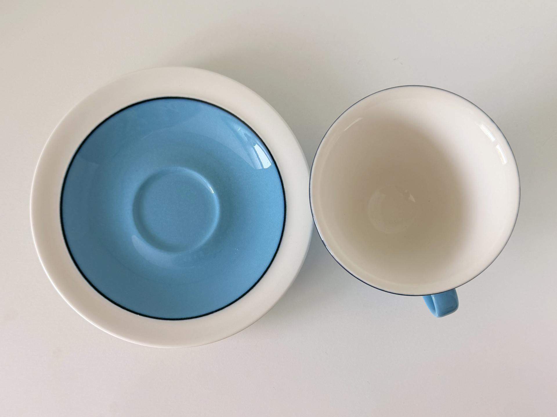 Vintage Arabia Finland Blue Harlekin Cup and Saucer