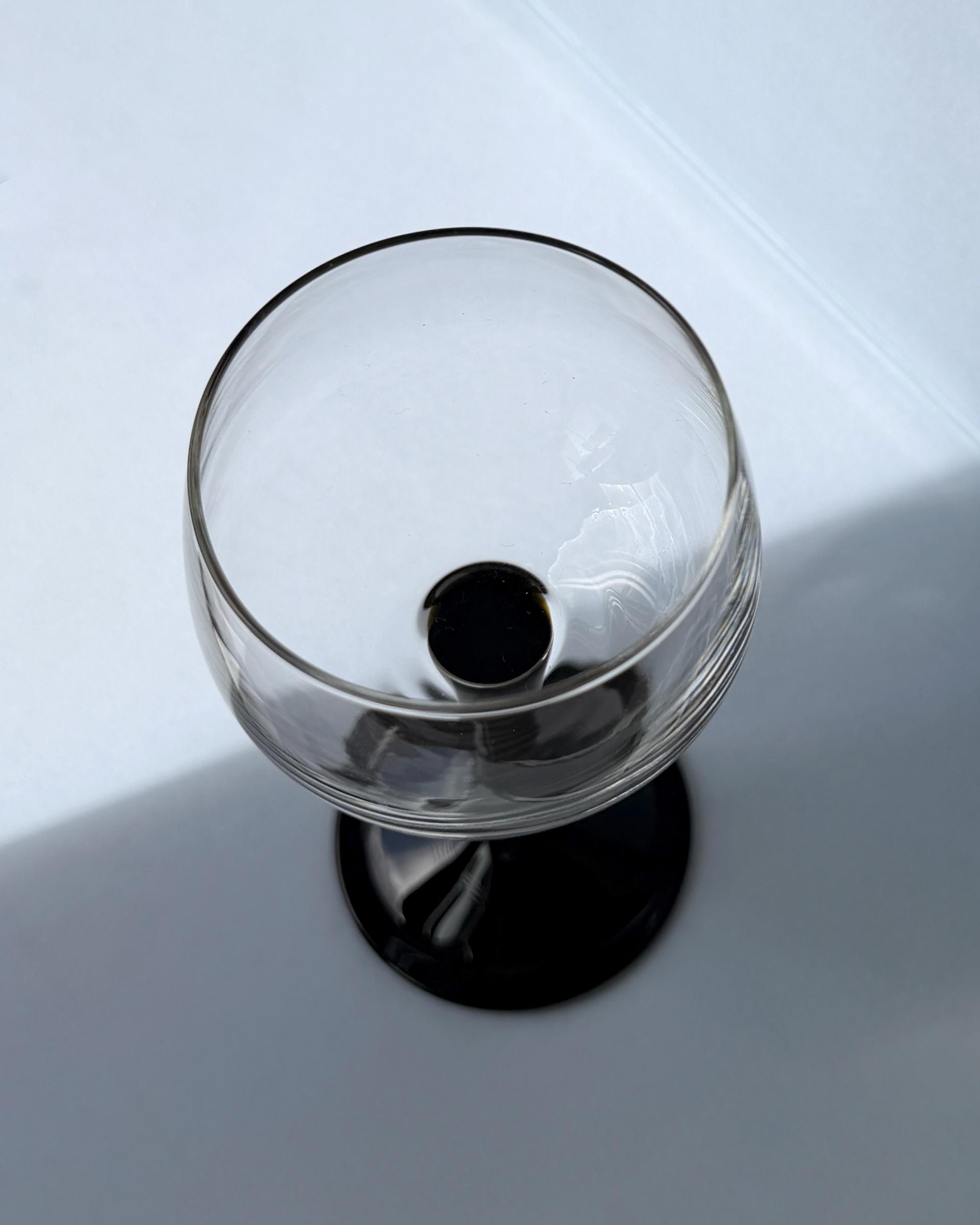 Vintage Luminarc Domino Wine Glass with Black Stem
