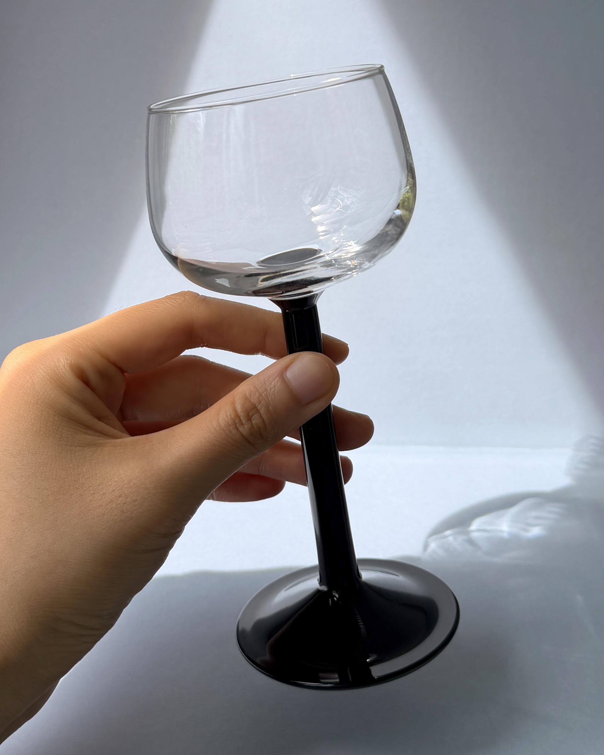 Vintage Luminarc Domino Wine Glass with Black Stem