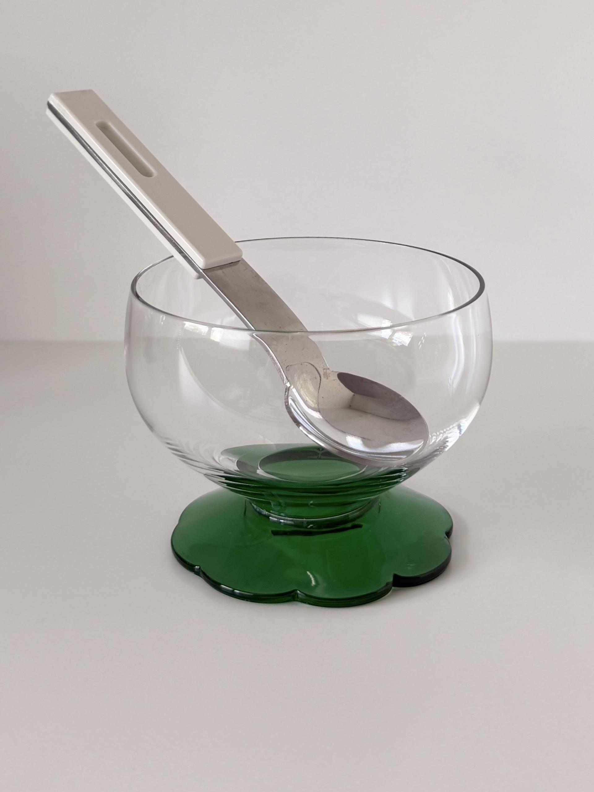 Vintage Sherbet Glass with Green Lily Pad