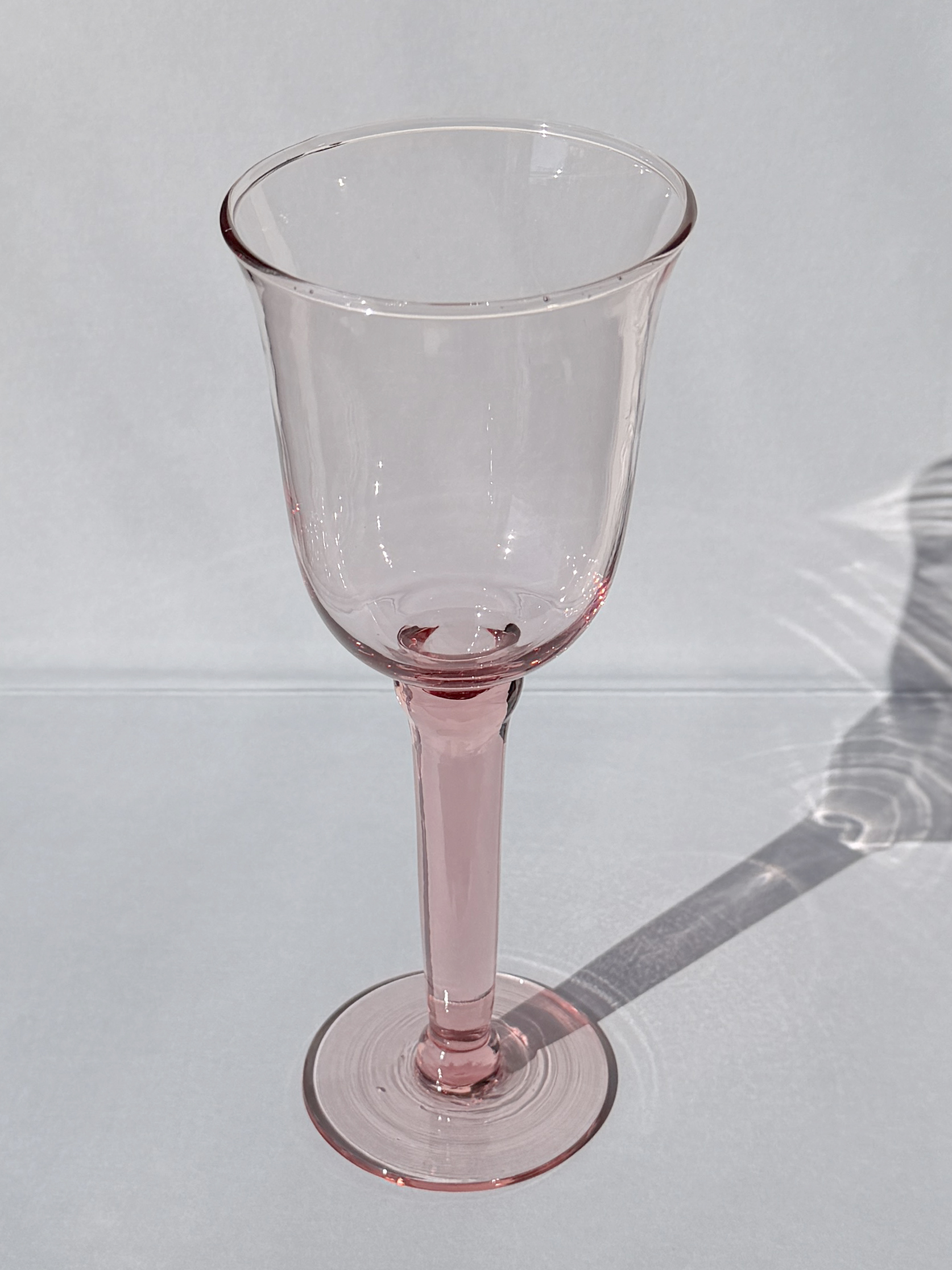 Vintage Handblown Light Pink Wine Glass