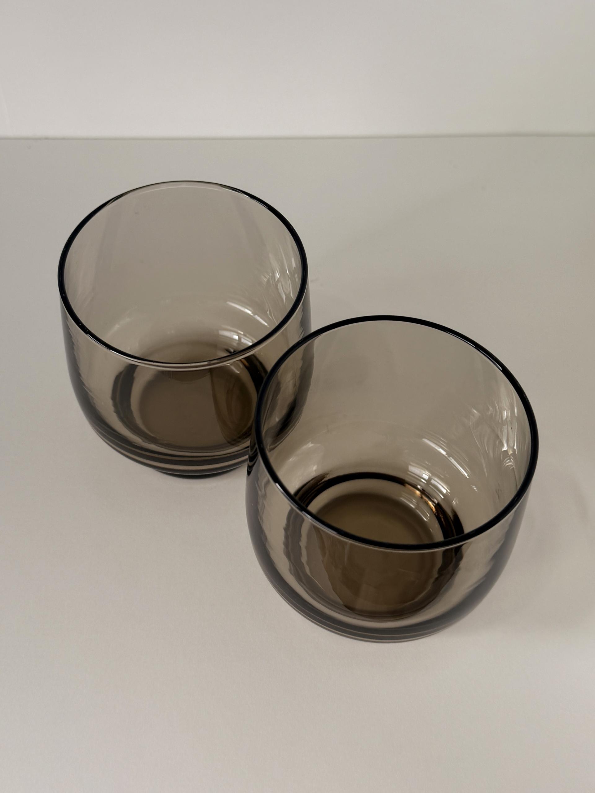Vintage Luminarc Tivoli Smoky Brown Glass Tumblers, Set of 2
