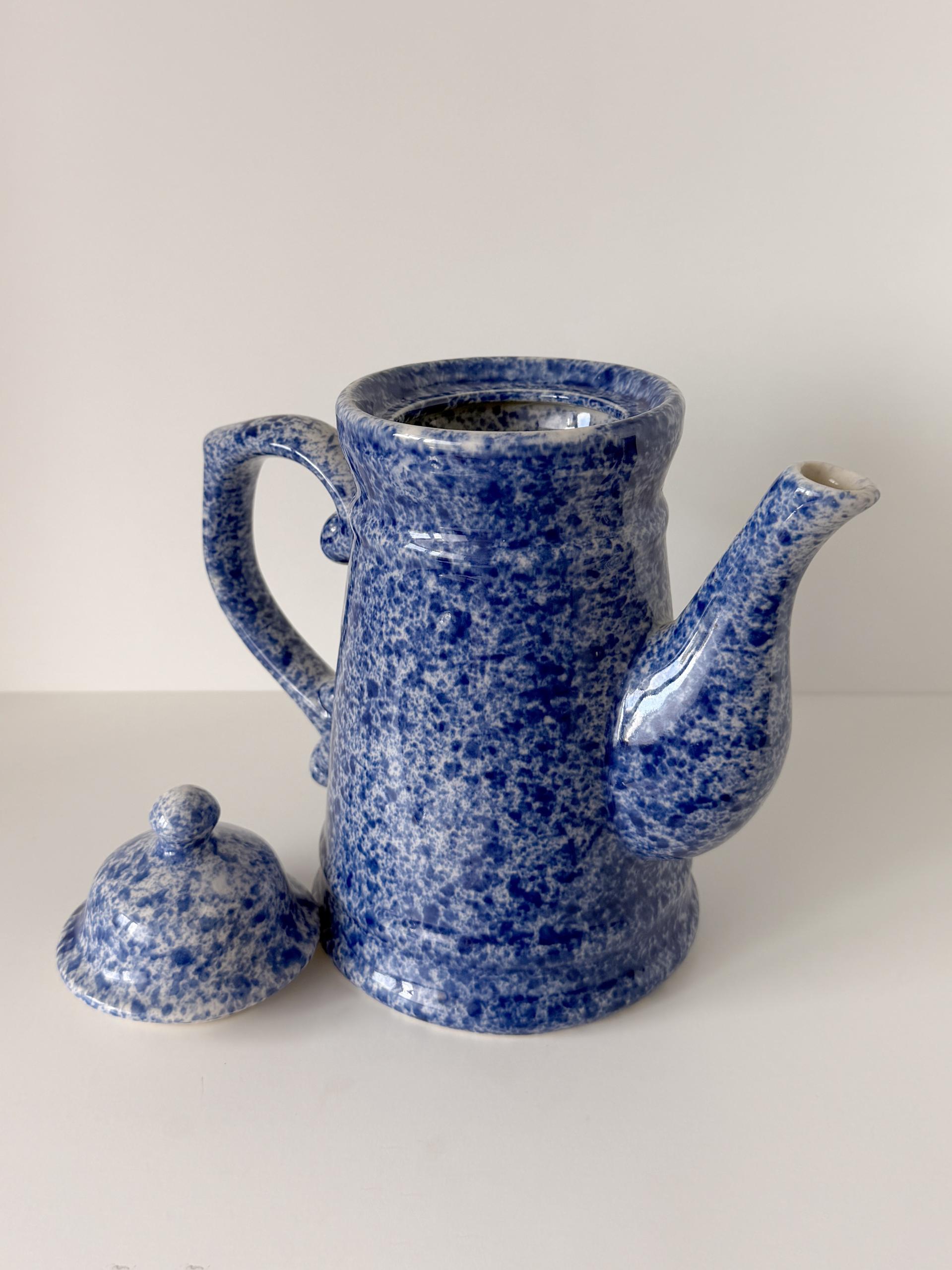 Vintage Wade Heath Splattered Blue Teapot