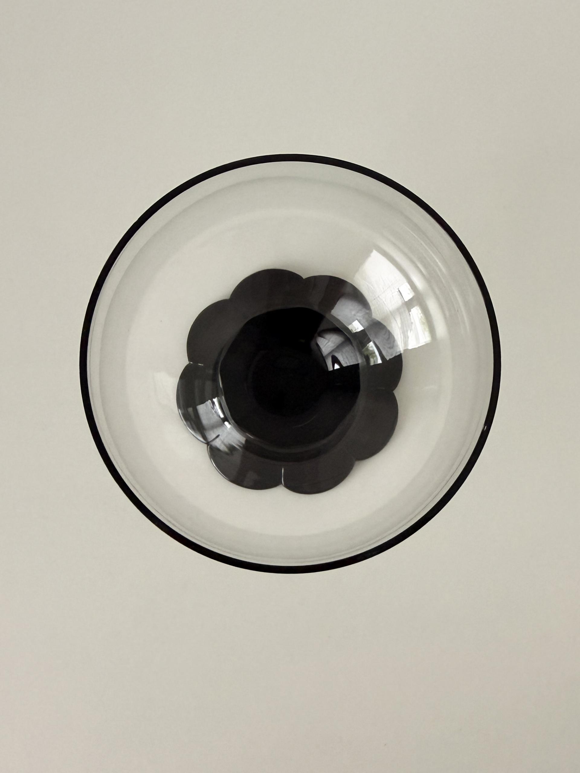 Vintage Weston Sherbet Glass with Black Lily Pad