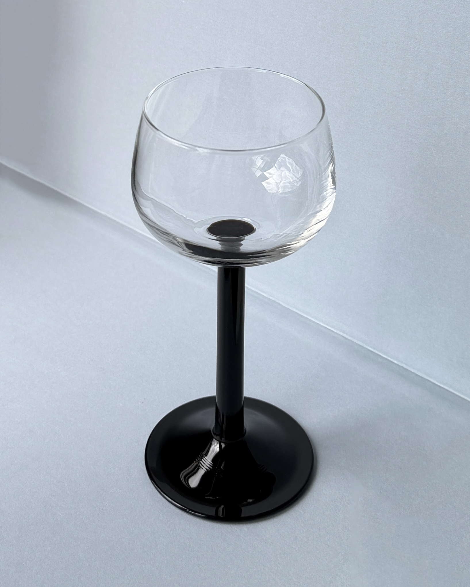 Vintage Luminarc Domino Wine Glass with Black Stem