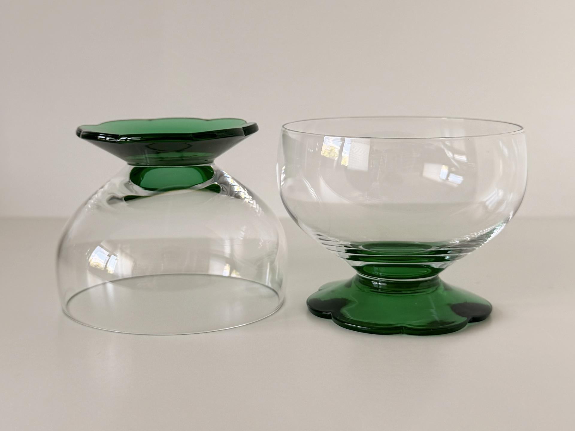 Vintage Sherbet Glass with Green Lily Pad