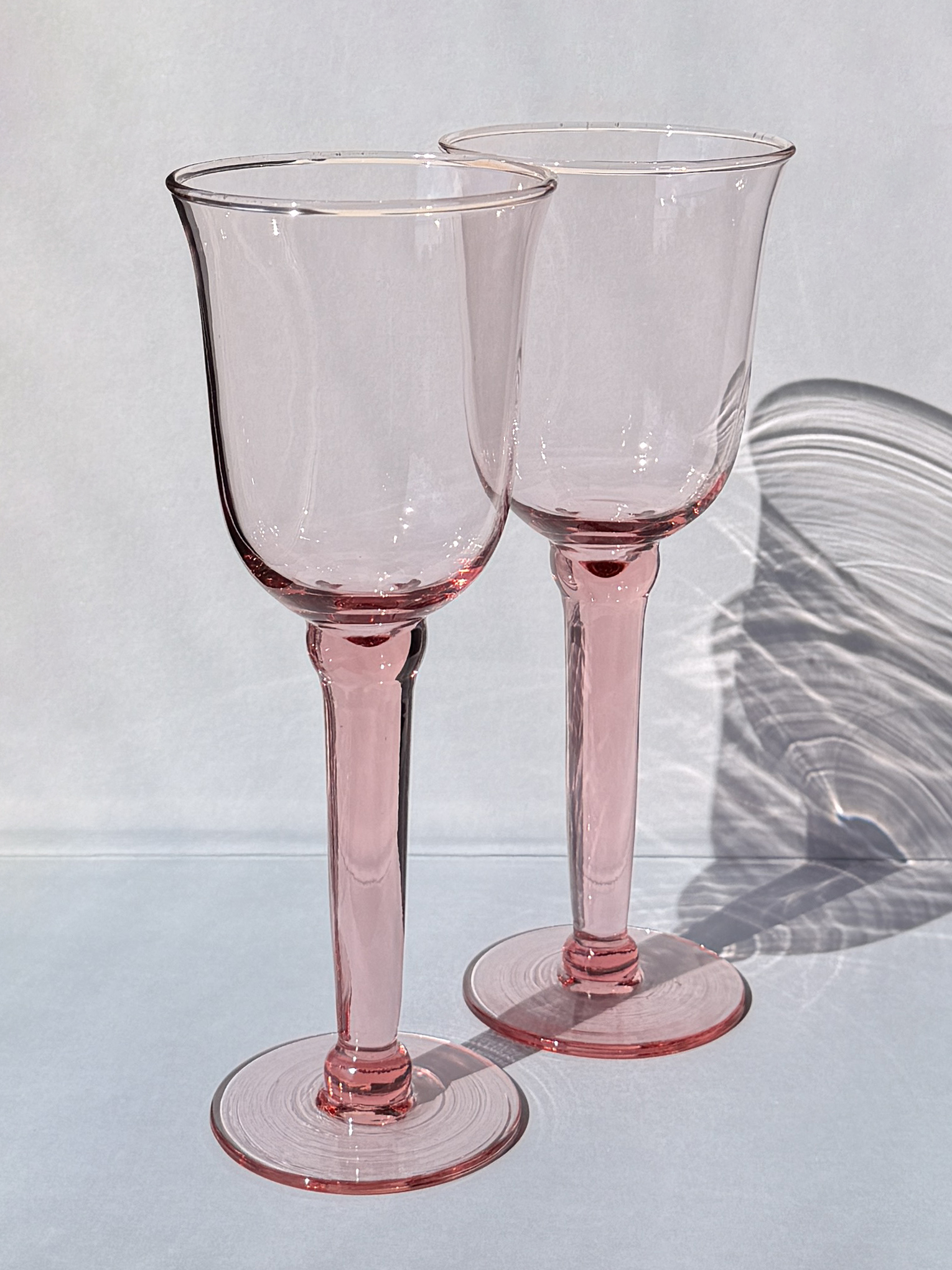 Vintage Handblown Light Pink Wine Glass
