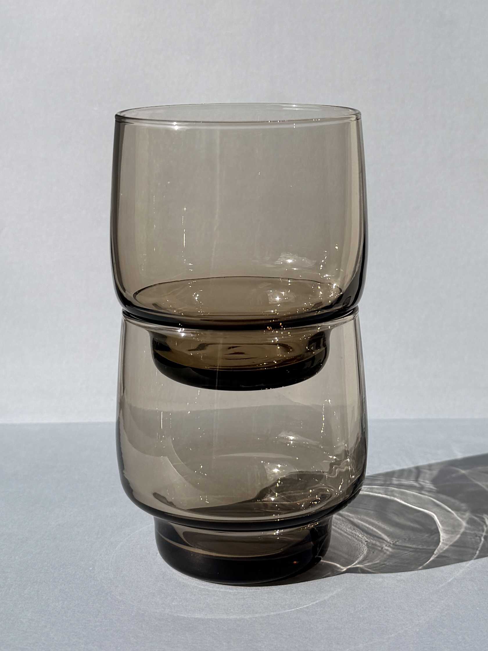 Vintage Luminarc Tivoli Smoky Brown Glass Tumblers, Set of 2