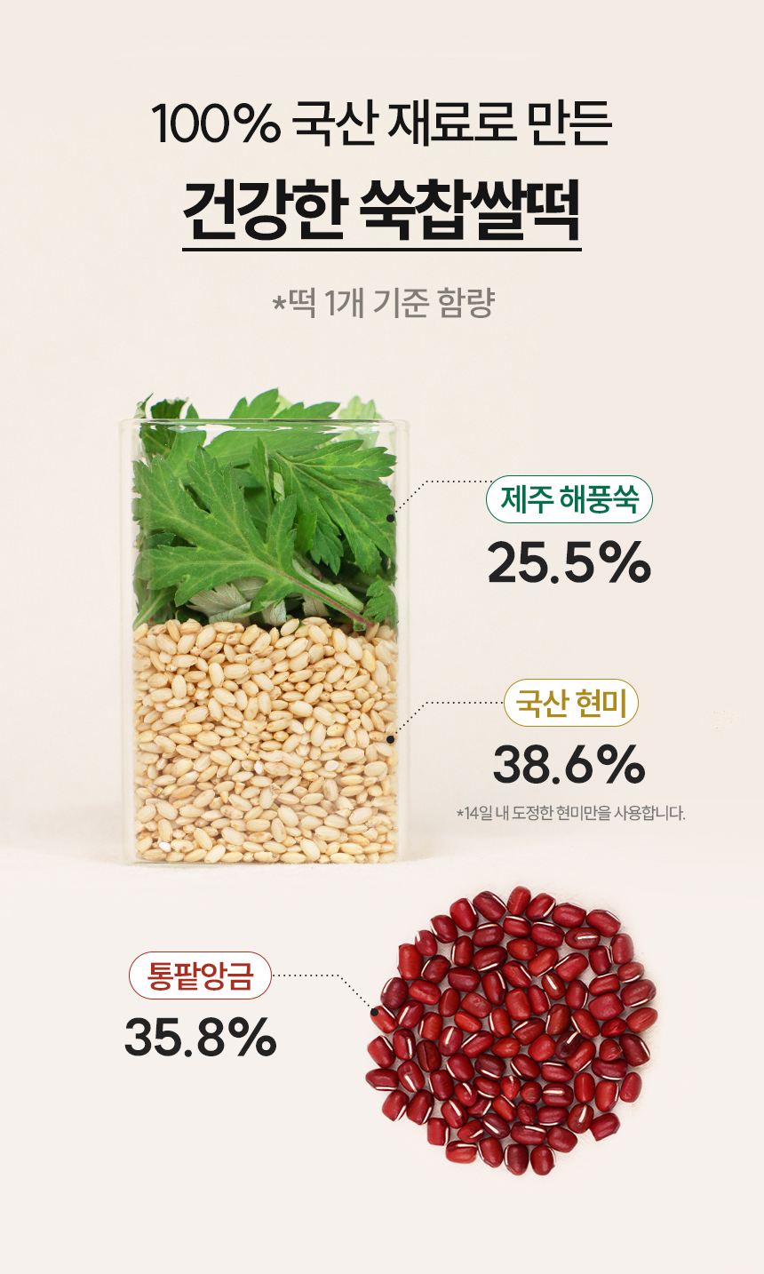 현미 밥알 쑥찹쌀떡 통팥 12/24개입