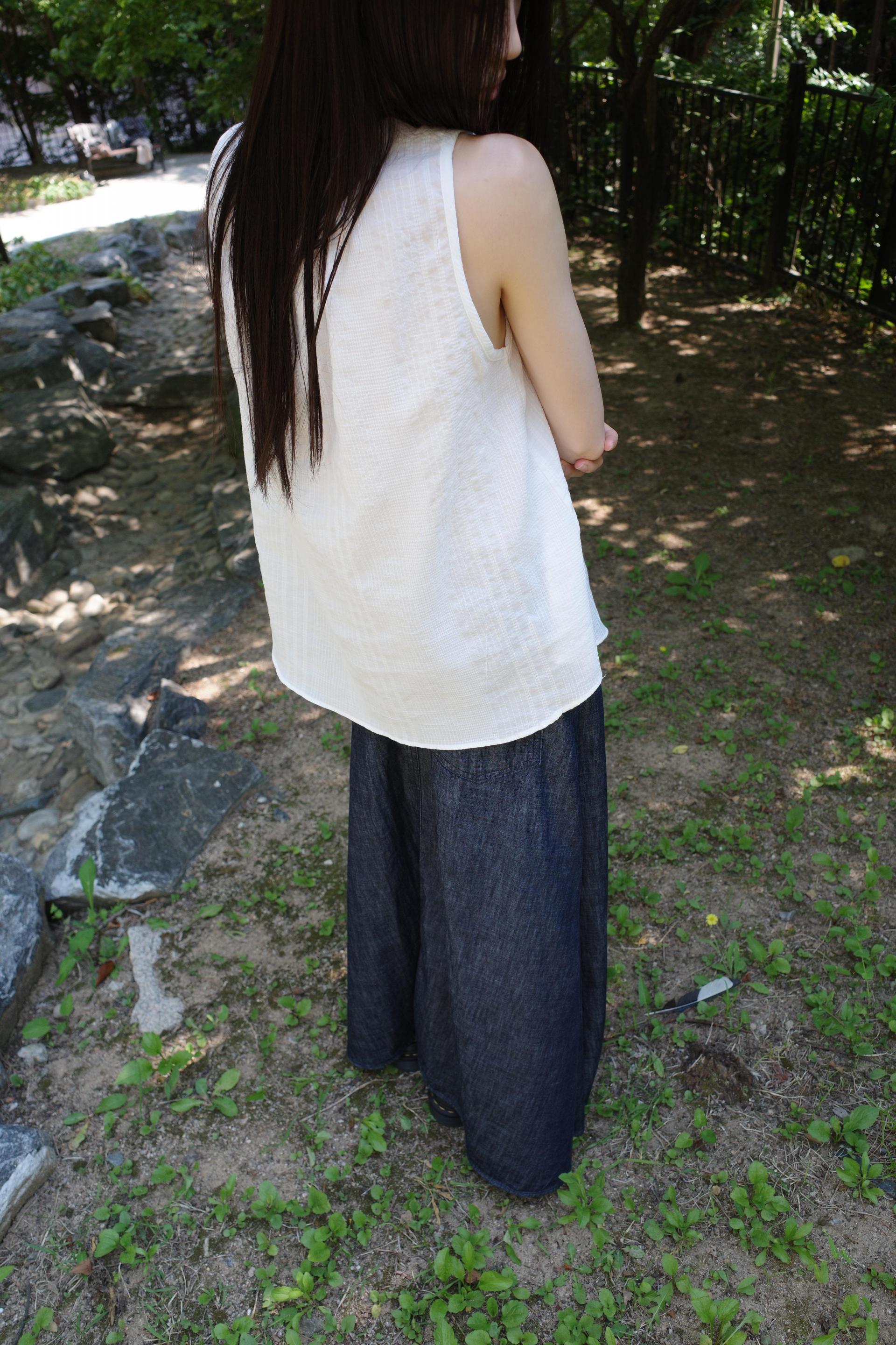 [3th] Side Fold Long Skirt / Denim