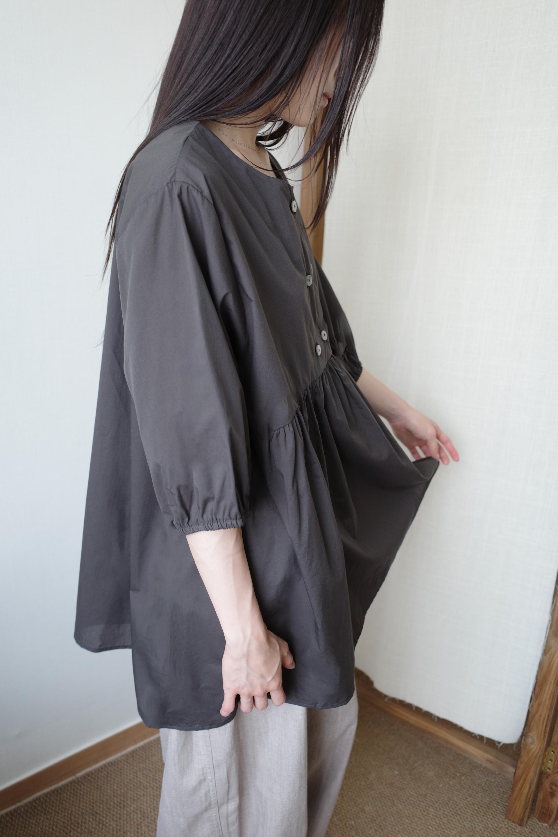 [2th] Summer Shirring Blouse / Charcoal (6.25 발송)