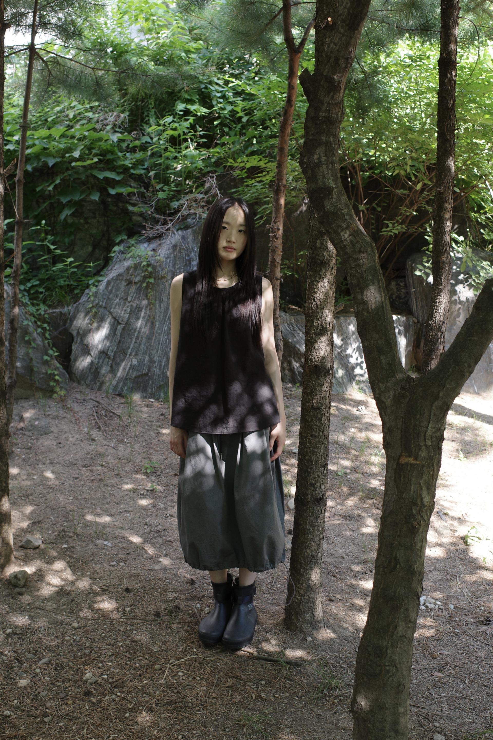 Balloon Midi Skirt / Grey