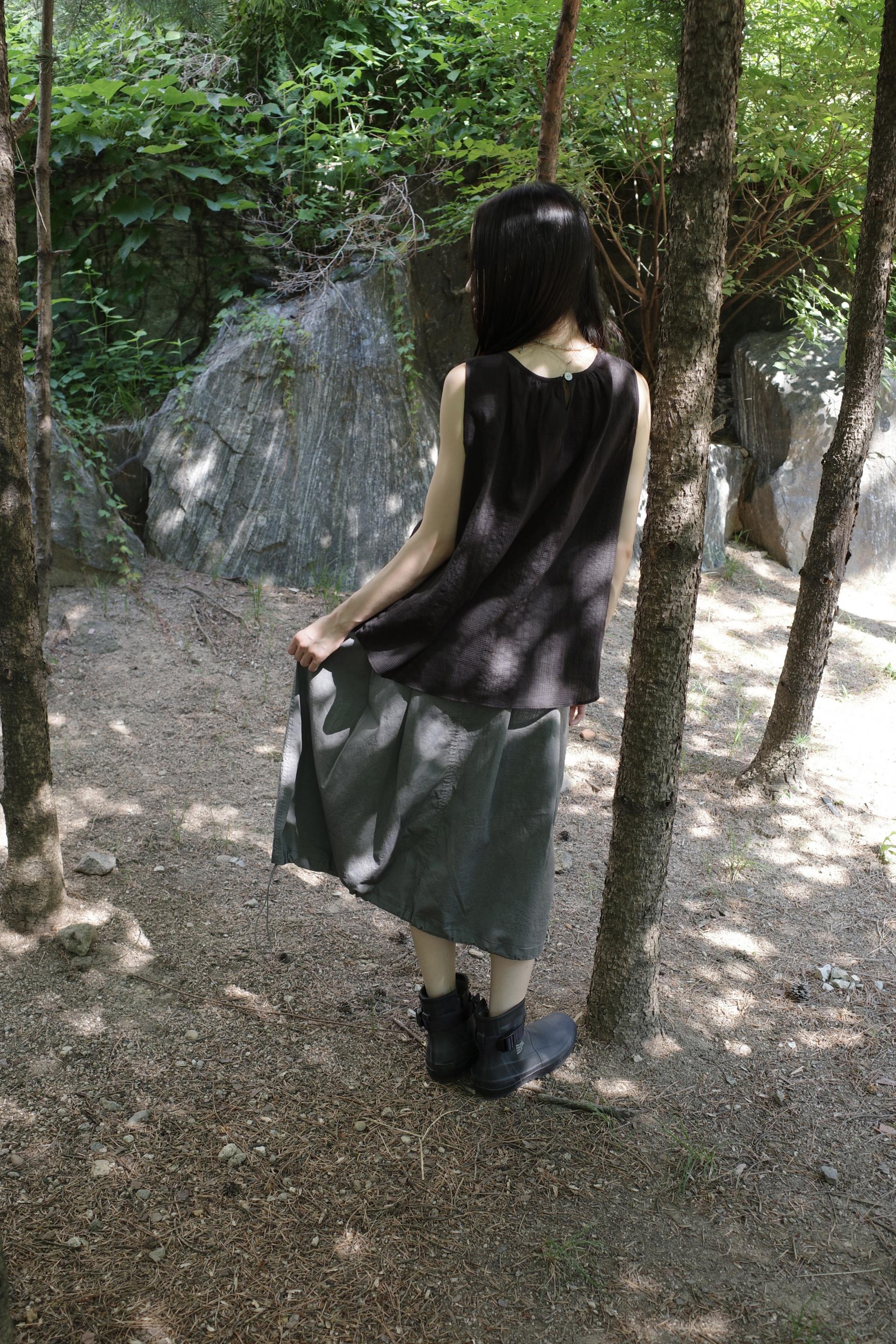 Balloon Midi Skirt / Grey