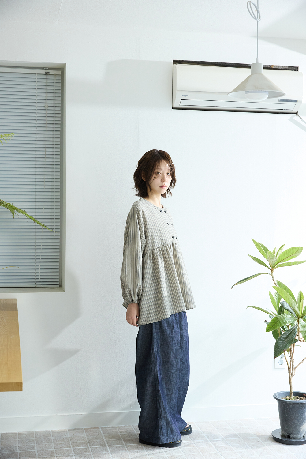 [5th] Stripe shirring blouse / Beige [5.1 출고]