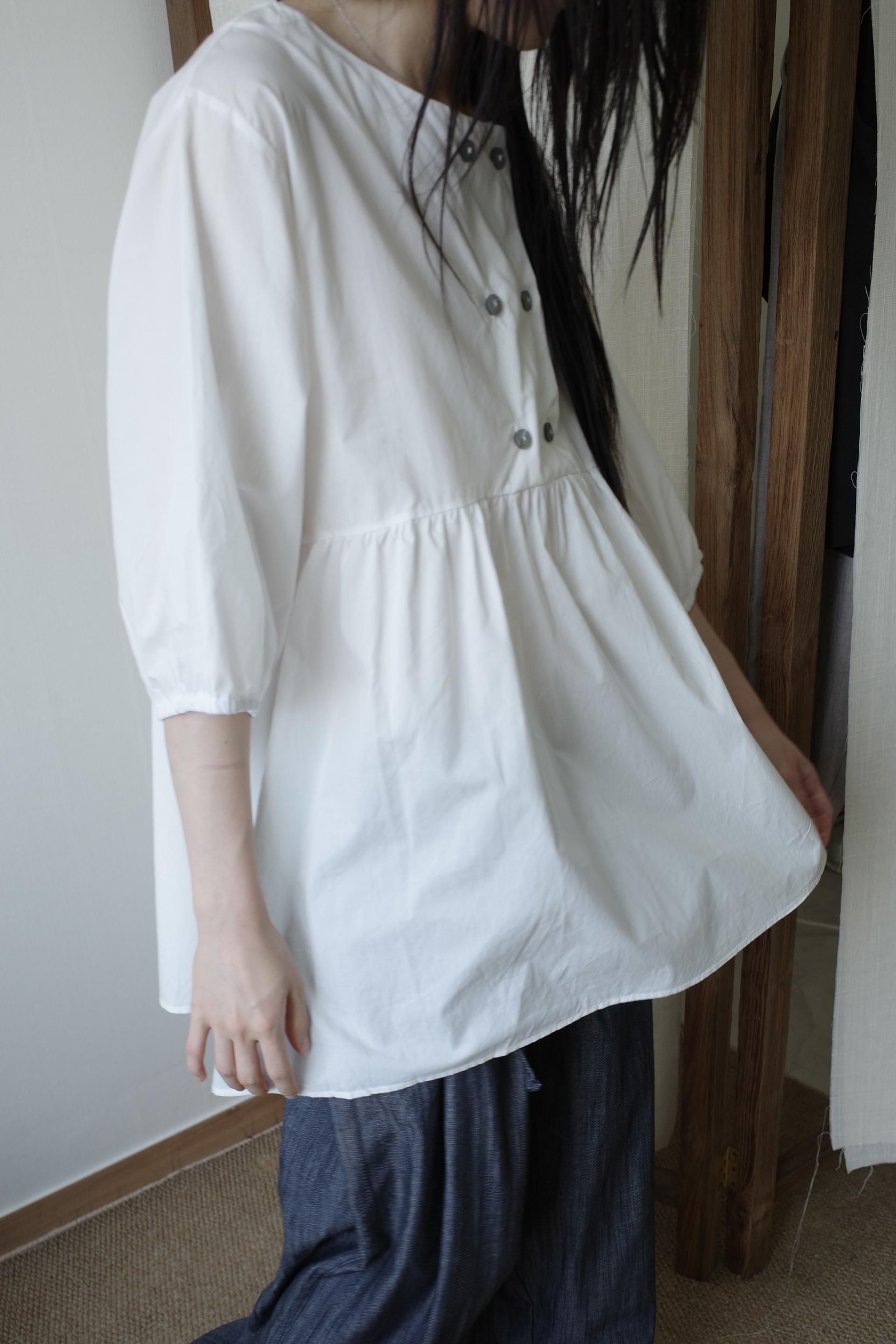 Summer Shirring Blouse / White