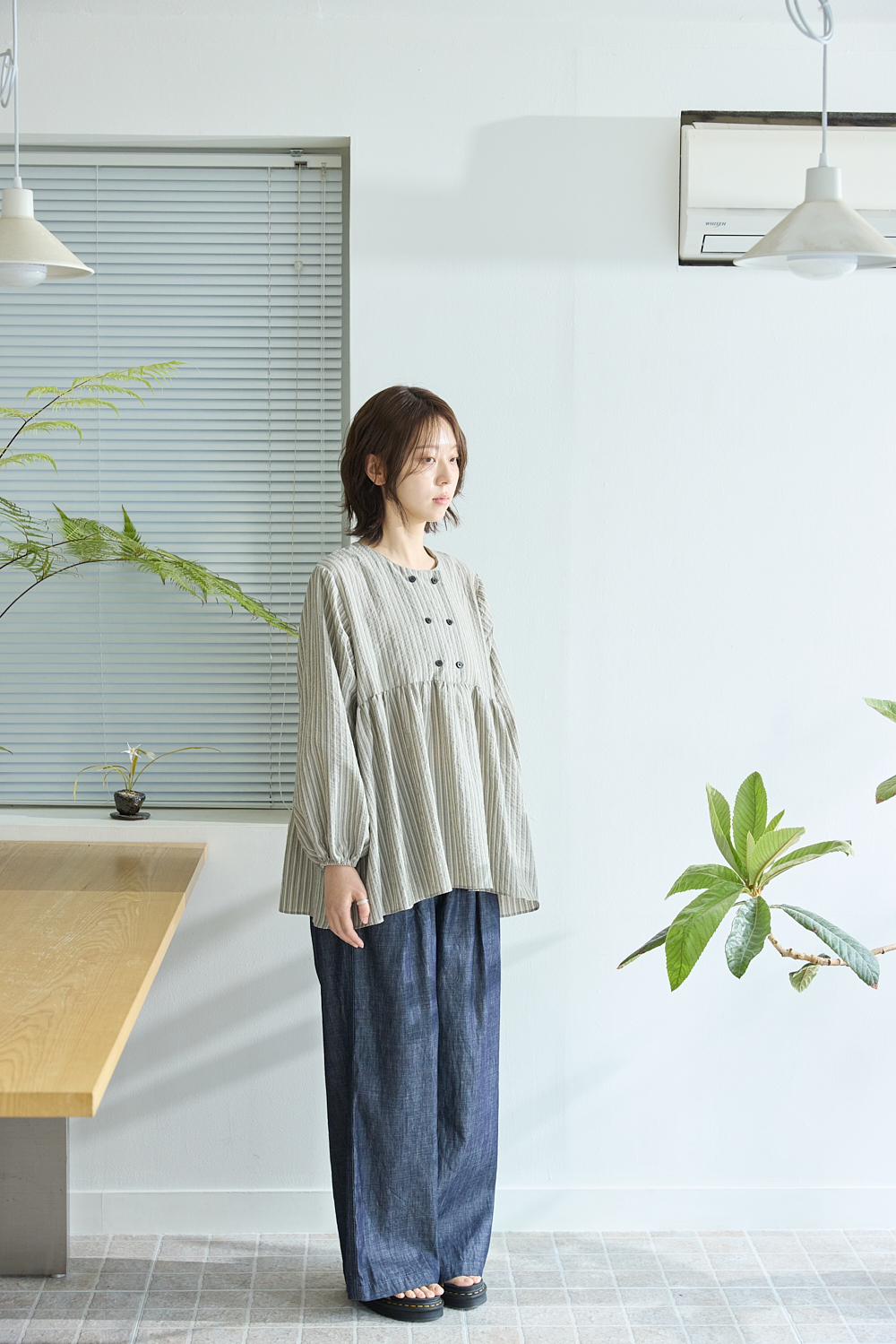 [5th] Stripe shirring blouse / Beige [5.1 출고]
