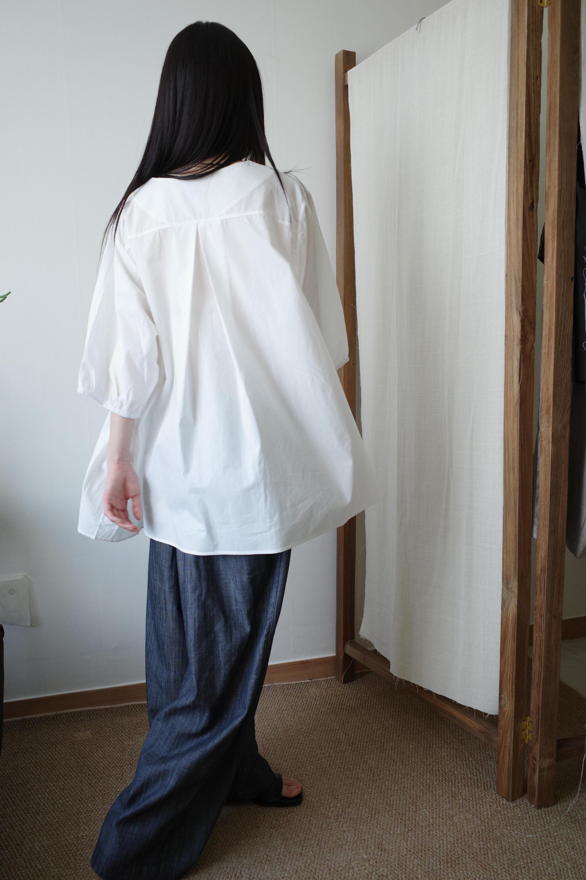 Summer Shirring Blouse / White