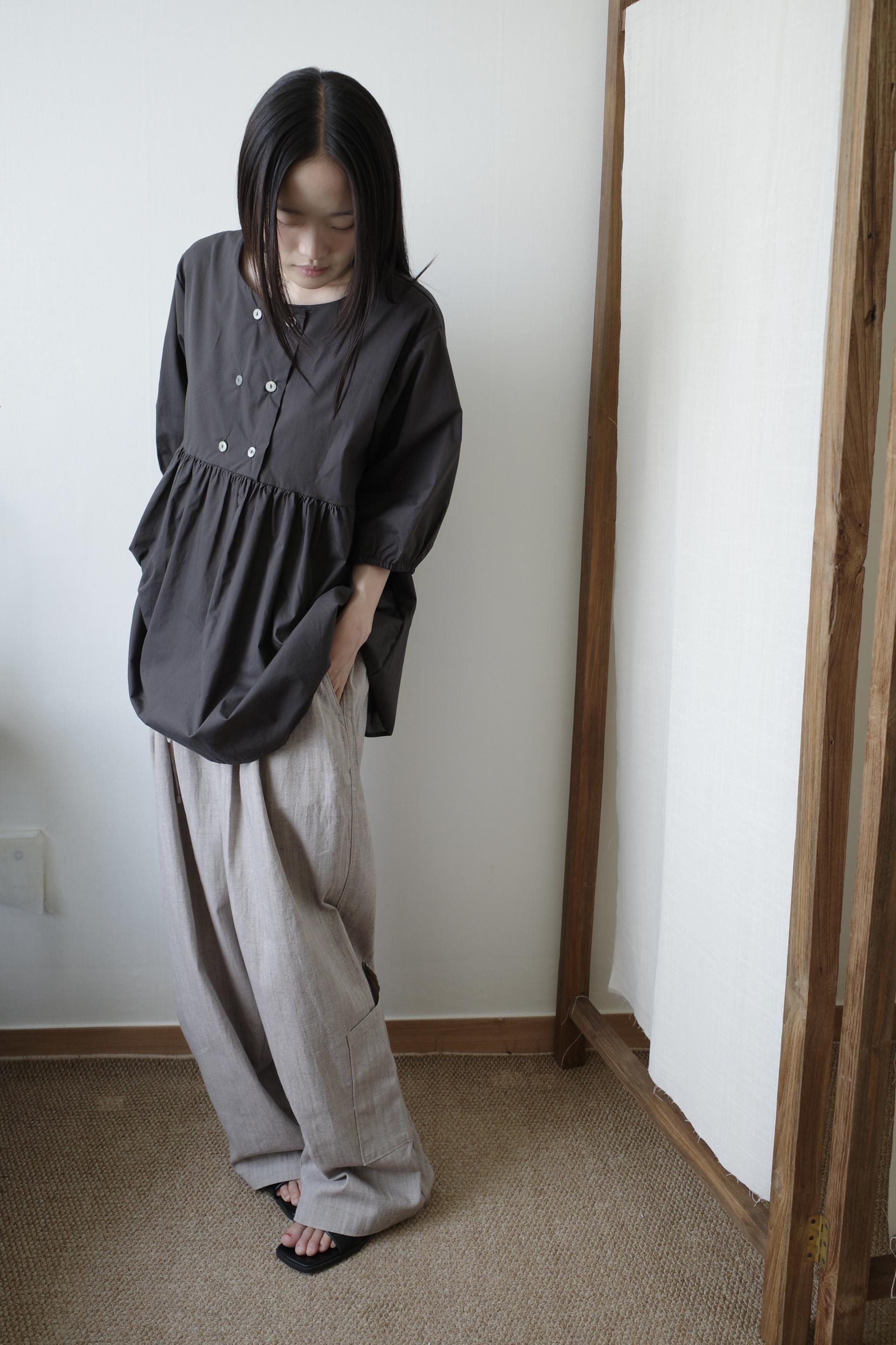 [2th] Summer Shirring Blouse / Charcoal (6.25 발송)