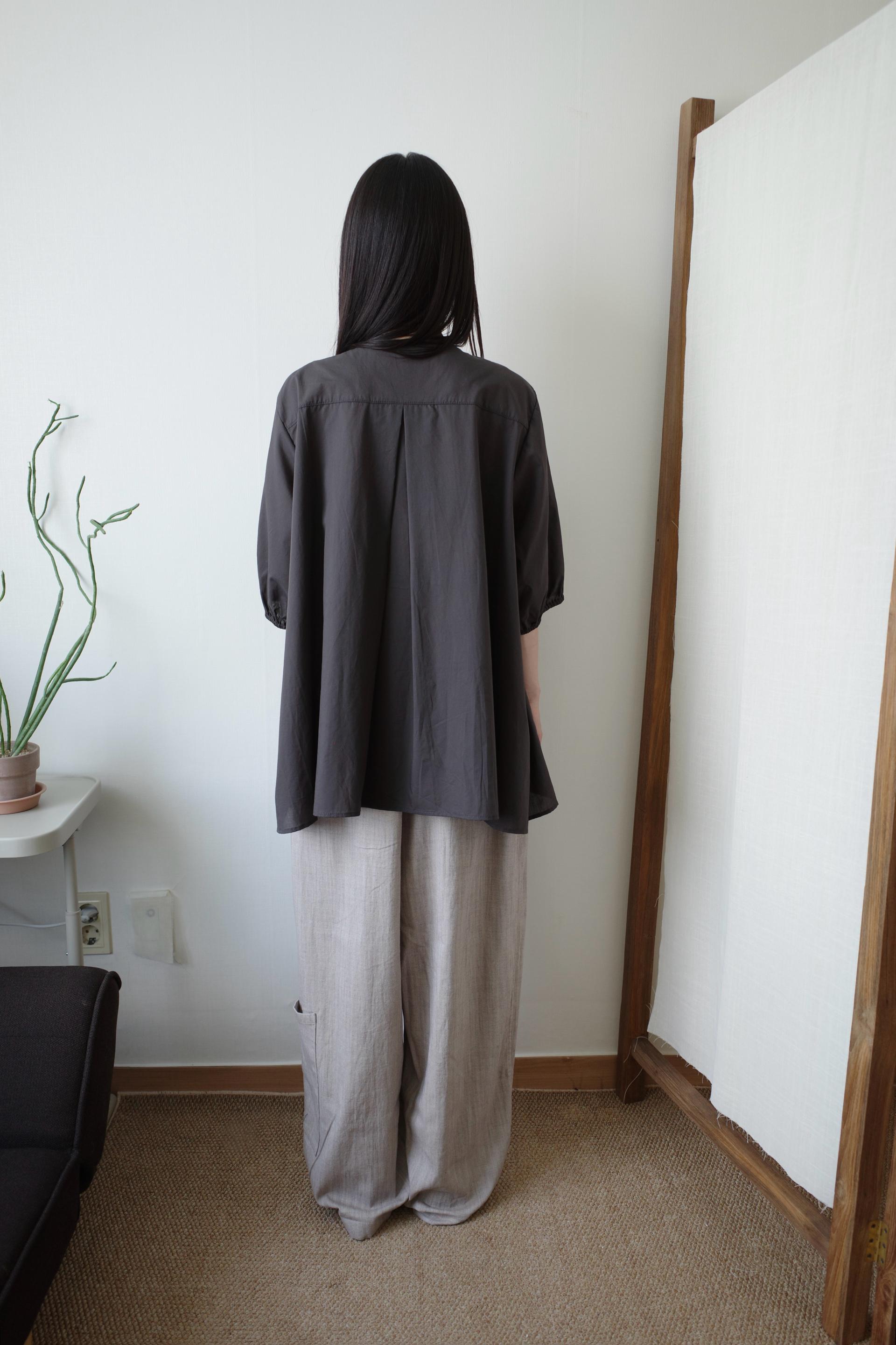 [2th] Summer Shirring Blouse / Charcoal (6.25 발송)