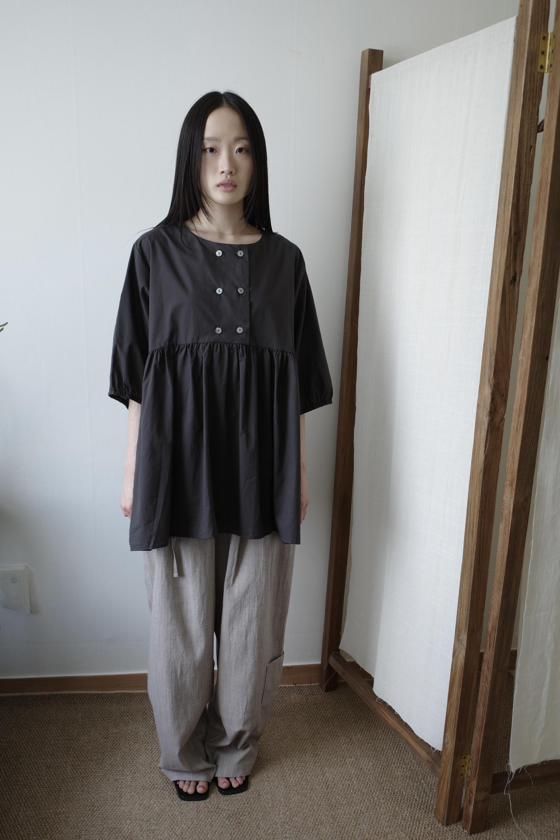 [2th] Summer Shirring Blouse / Charcoal (6.25 발송)