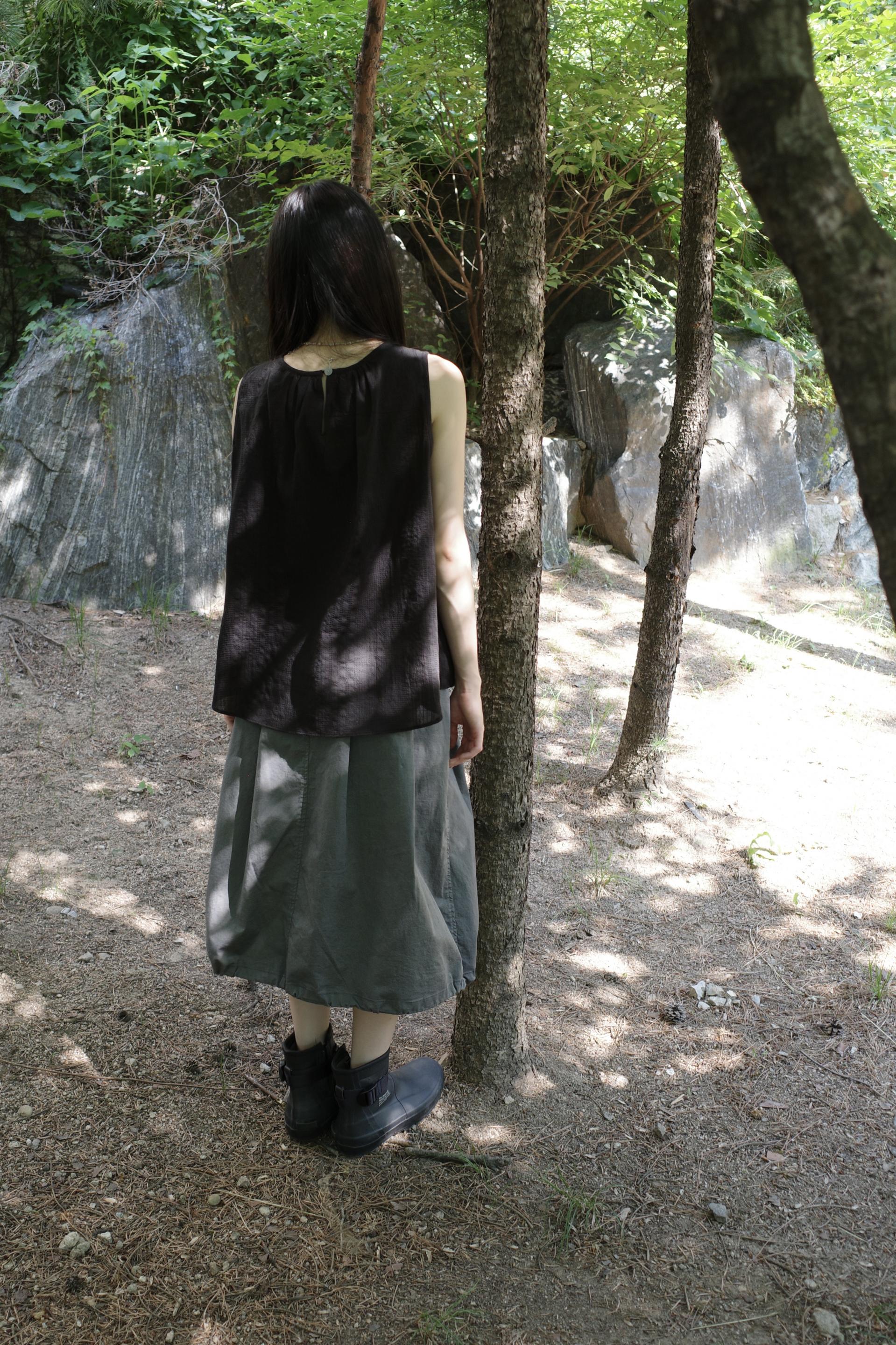 Balloon Midi Skirt / Grey