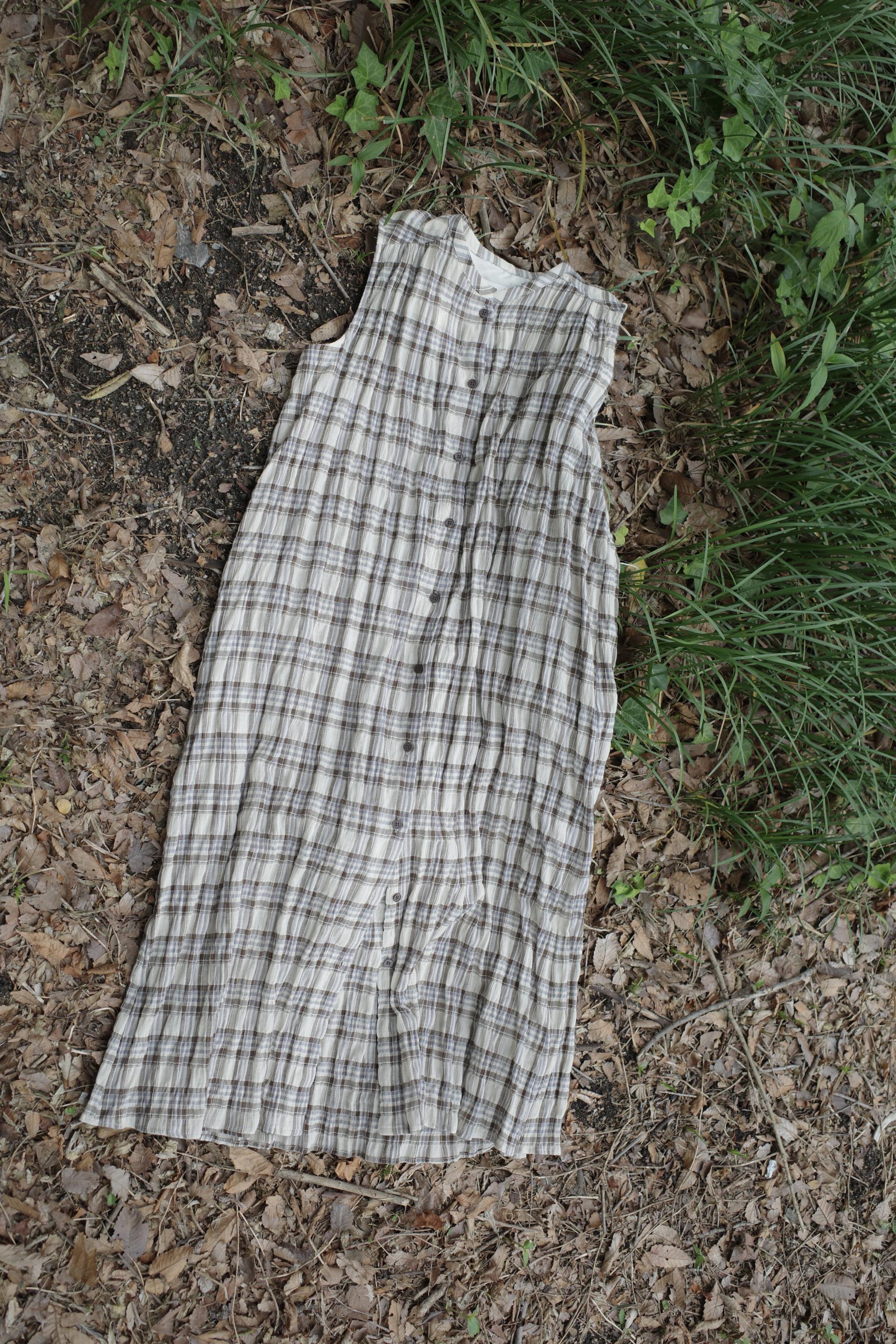 Check Sleeveless Dress / Beige