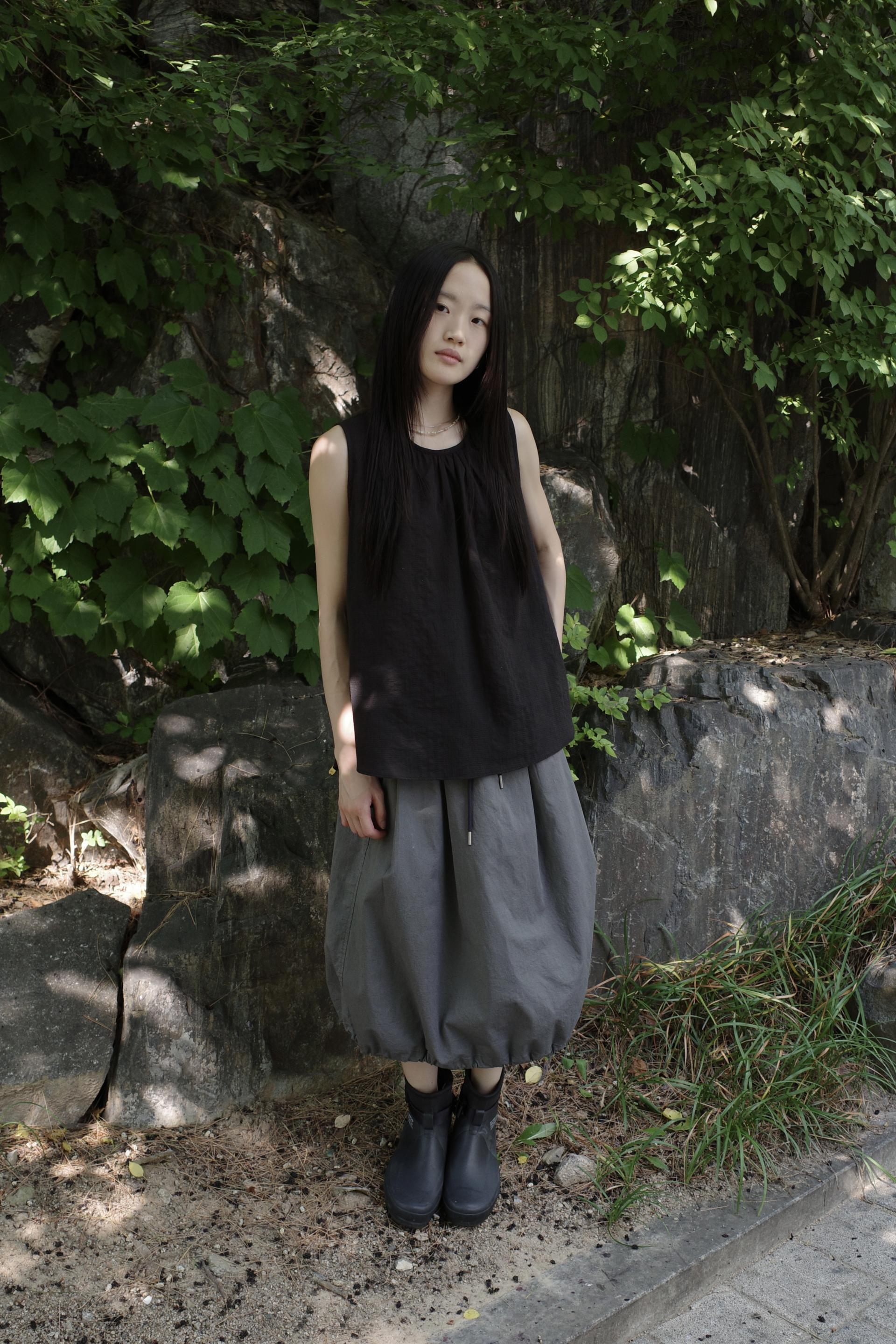 Balloon Midi Skirt / Grey