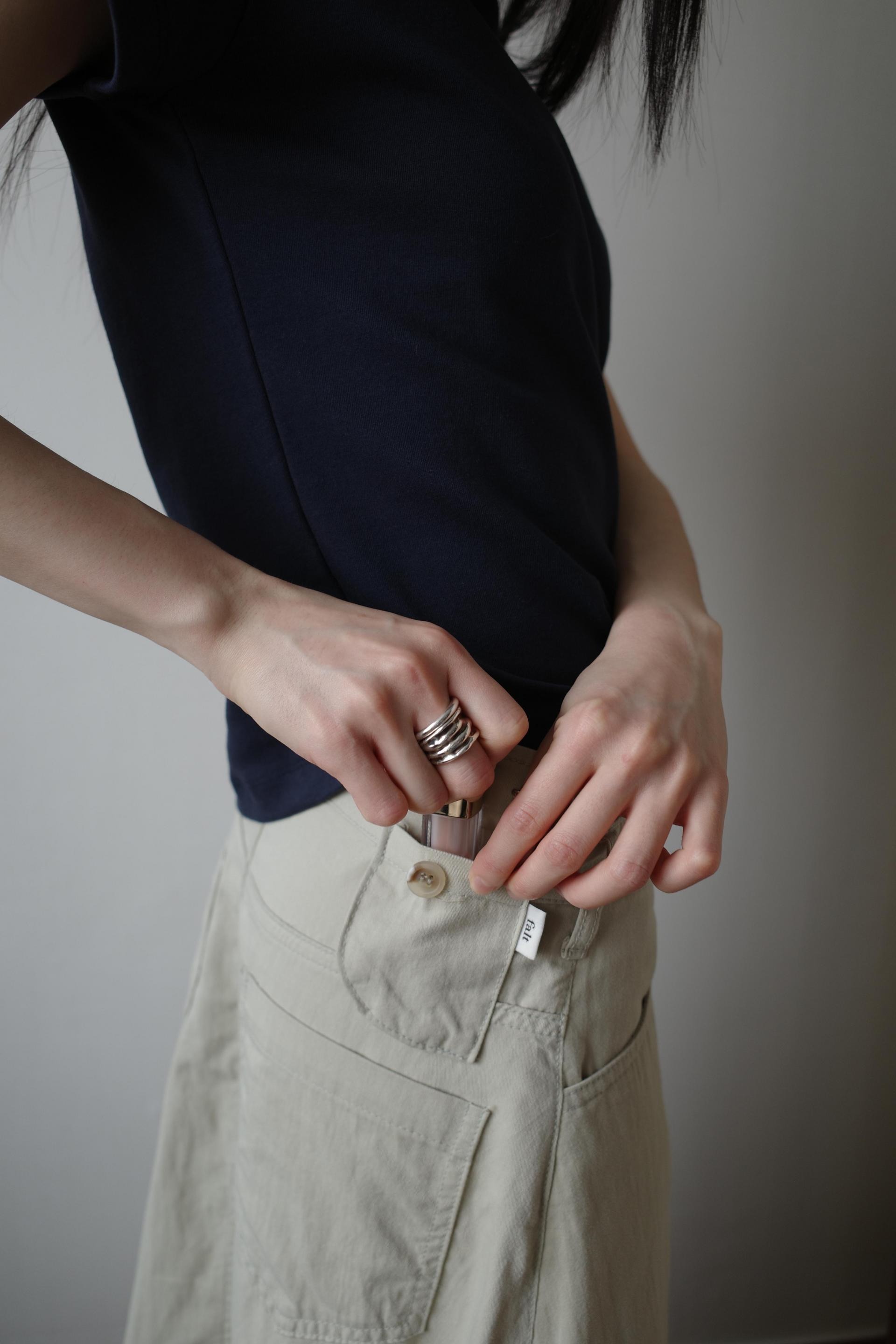 [2th] Side Fold Long Skirt / Sand Khaki