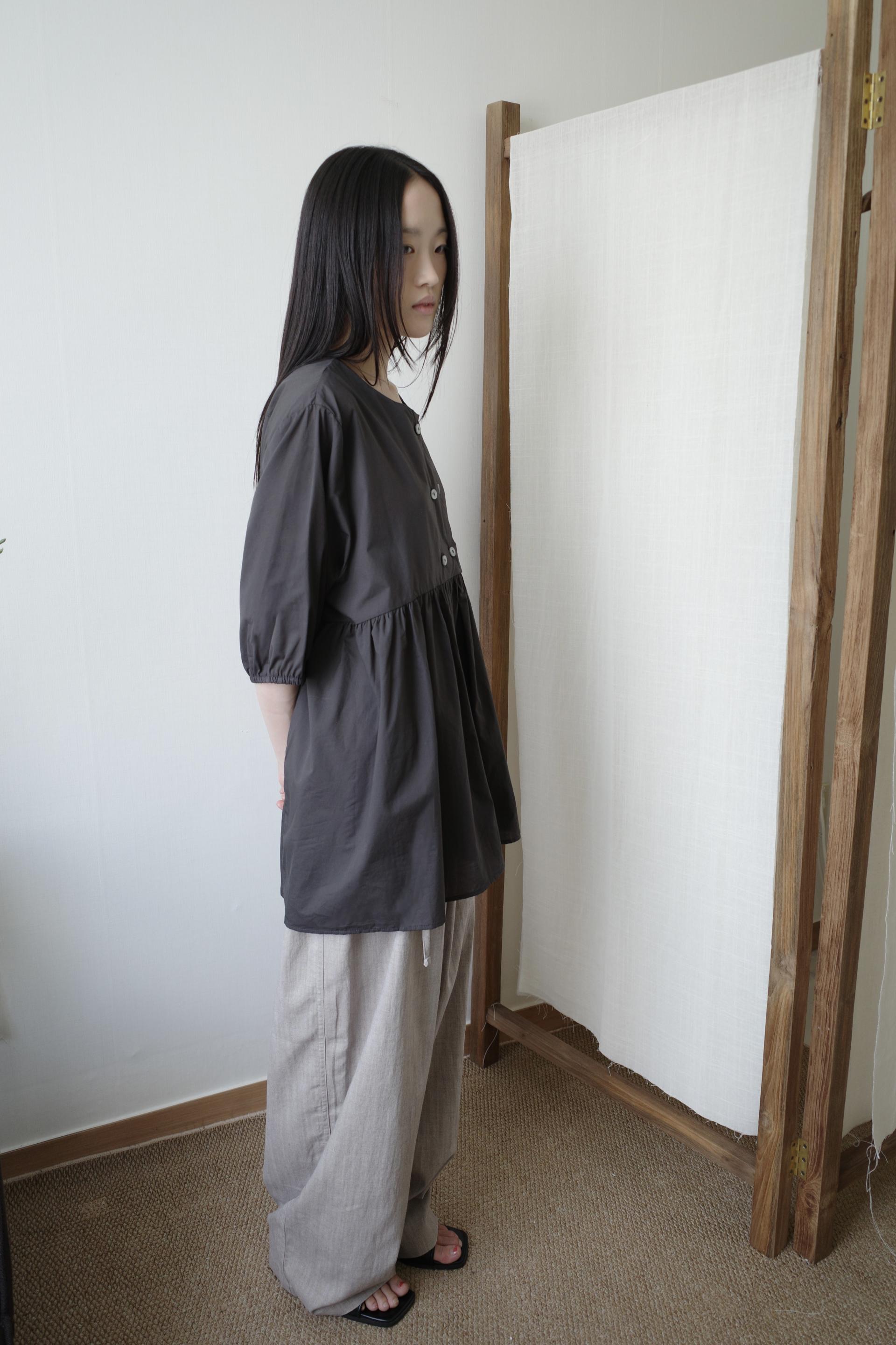 [2th] Summer Shirring Blouse / Charcoal (6.25 발송)