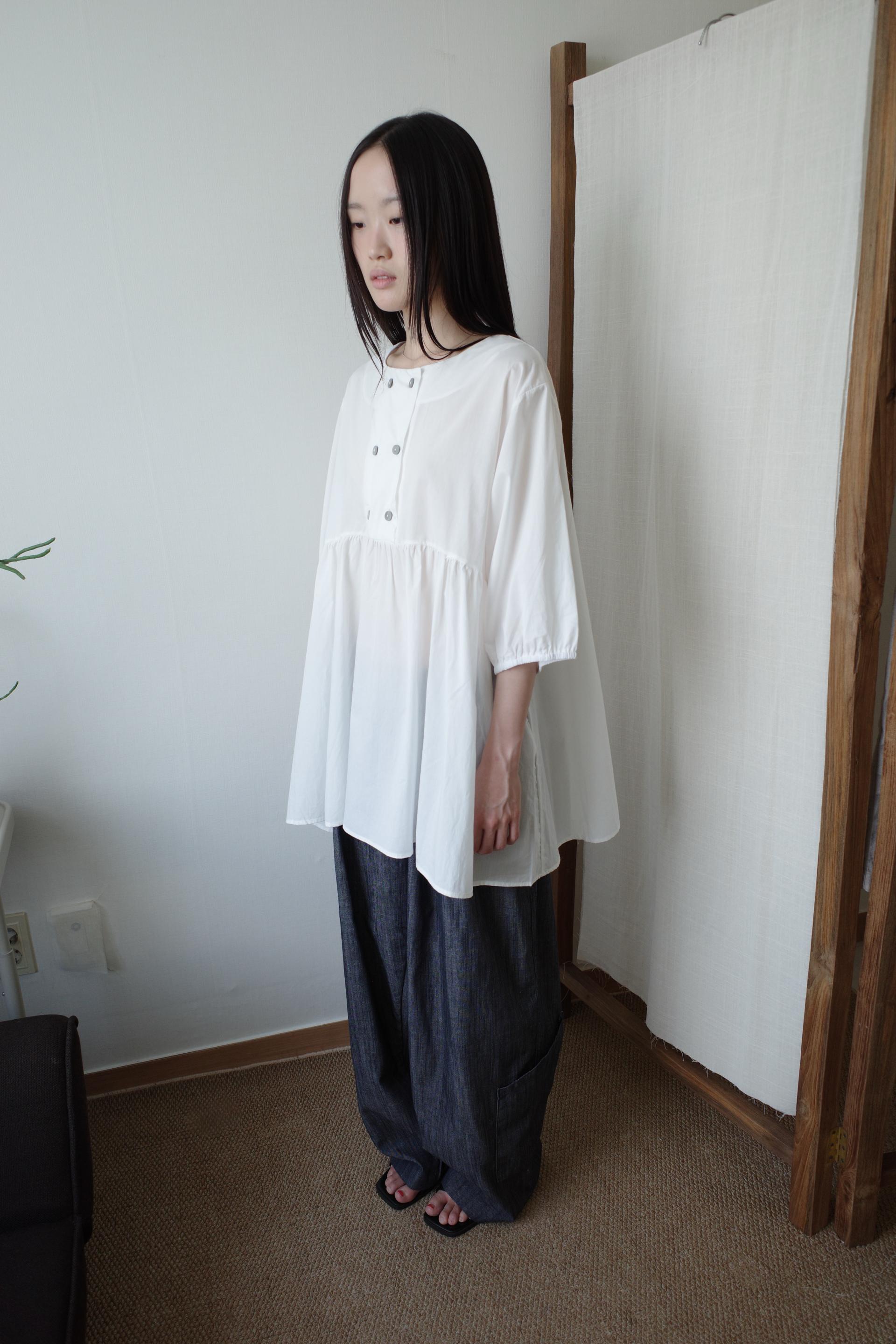 Summer Shirring Blouse / White