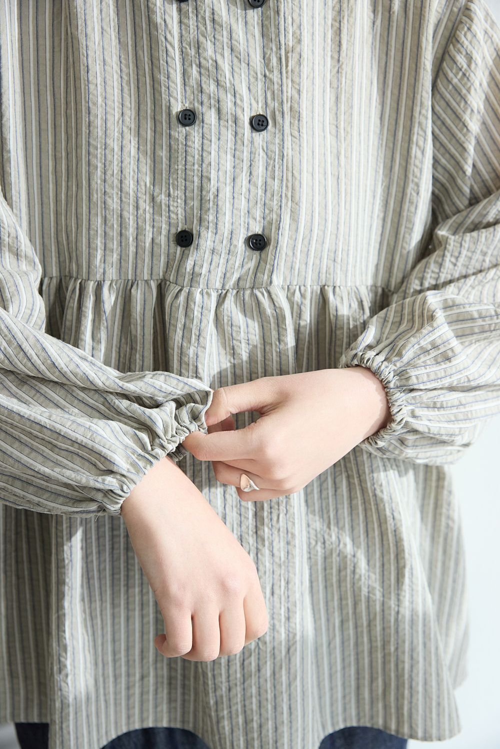 [5th] Stripe shirring blouse / Beige [5.1 출고]