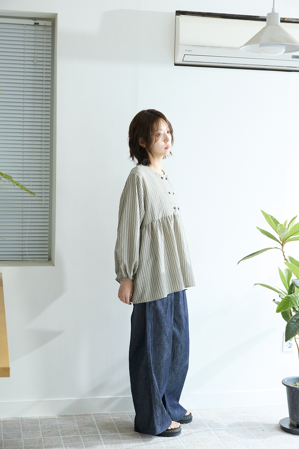 [5th] Stripe shirring blouse / Beige [5.1 출고]