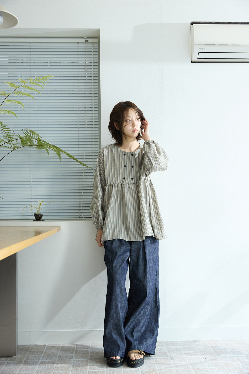 [5th] Stripe shirring blouse / Beige [5.1 출고]